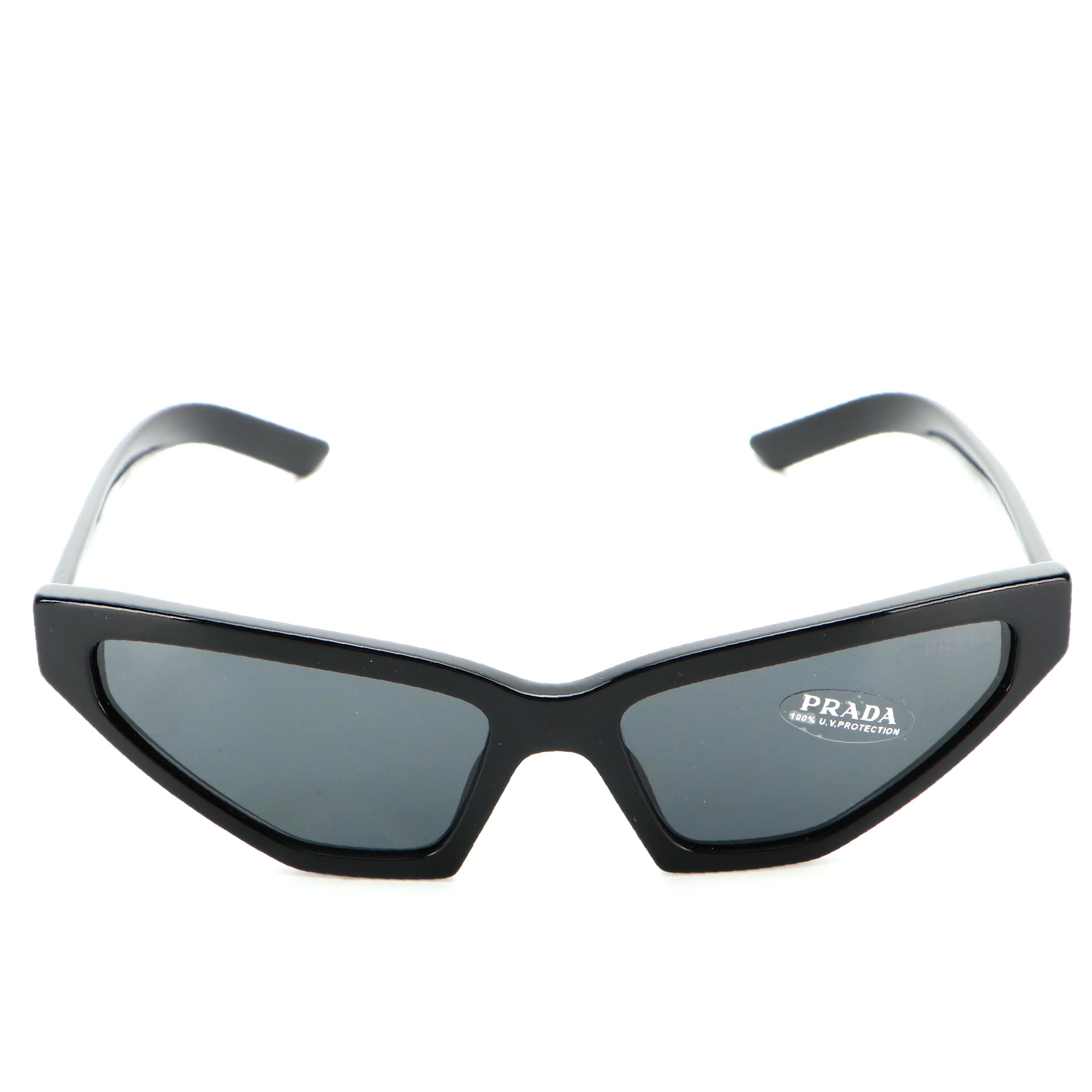 Prada SPR12VS Geometric Cat Eye Sunglasses in Black with Case