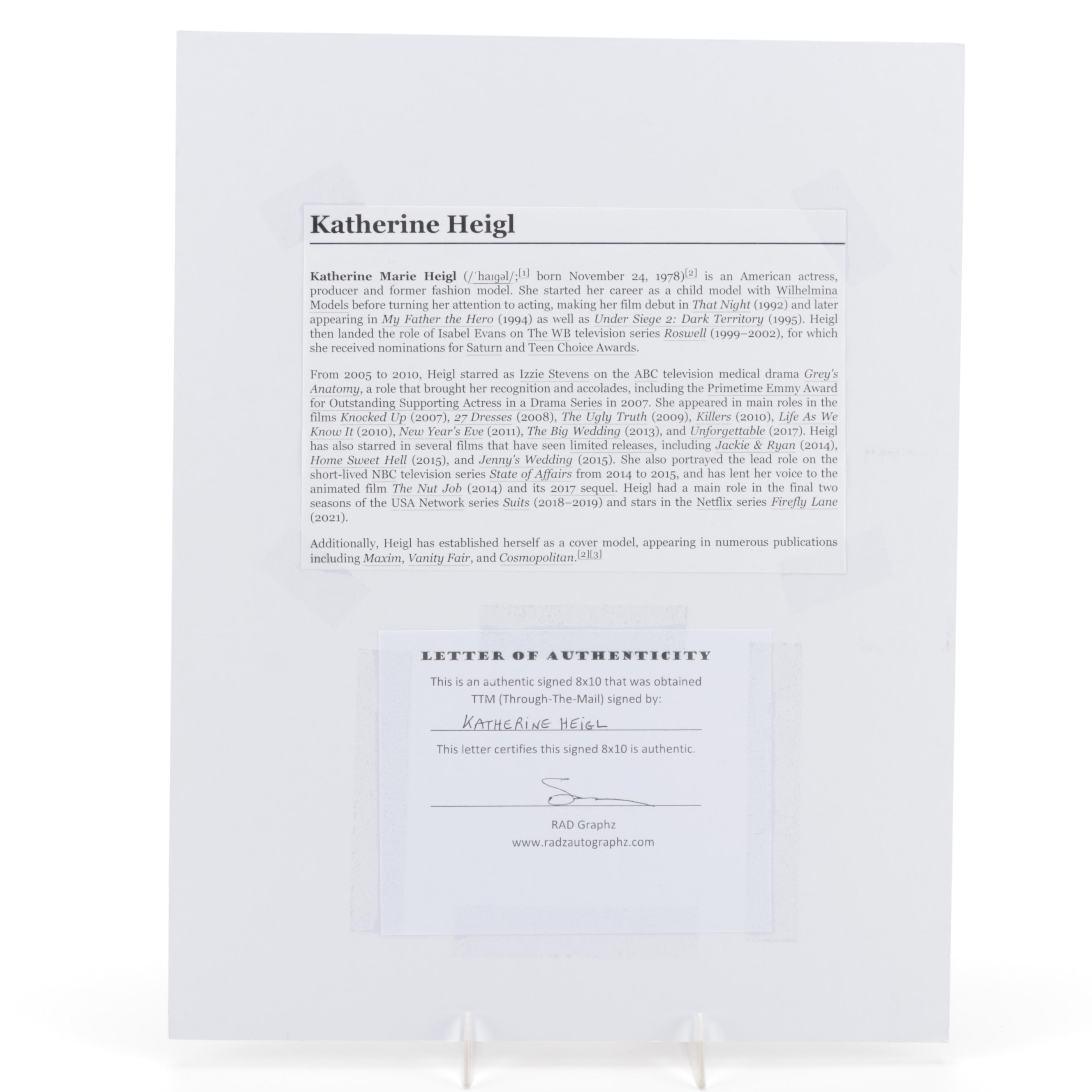 Katherine Heigl "Lizzie Stevens" Signed "Grey's Anatomy" Television Series Print