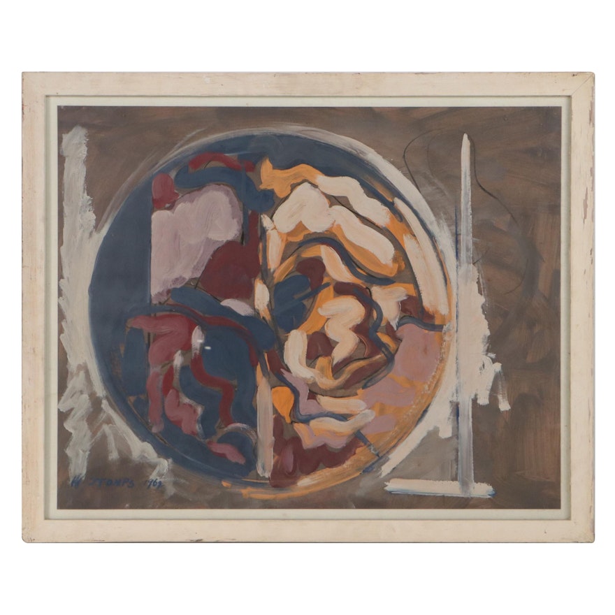 Walter Stomps Gouache Painting "Internal III," 1962