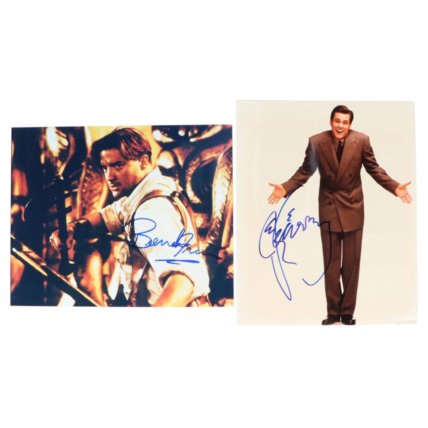 Brendan Fraser and Jim Carey Signed Movie Photo Prints