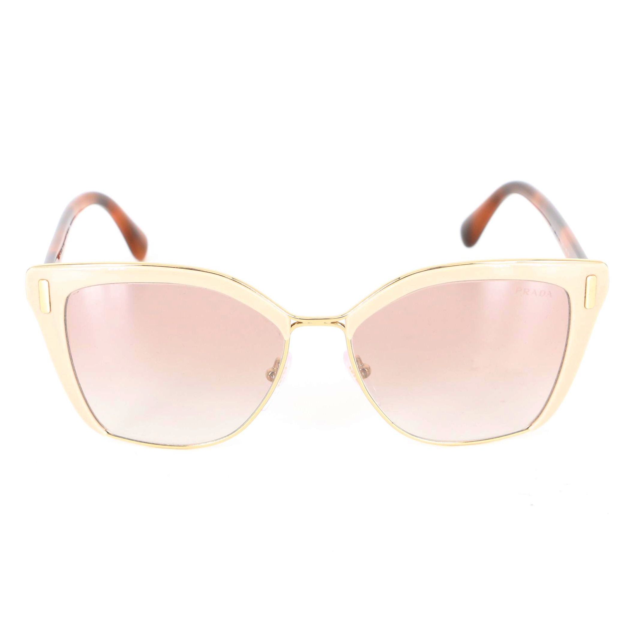 Prada SPR56T Horn-Rimmed Sunglasses in Beige with Case