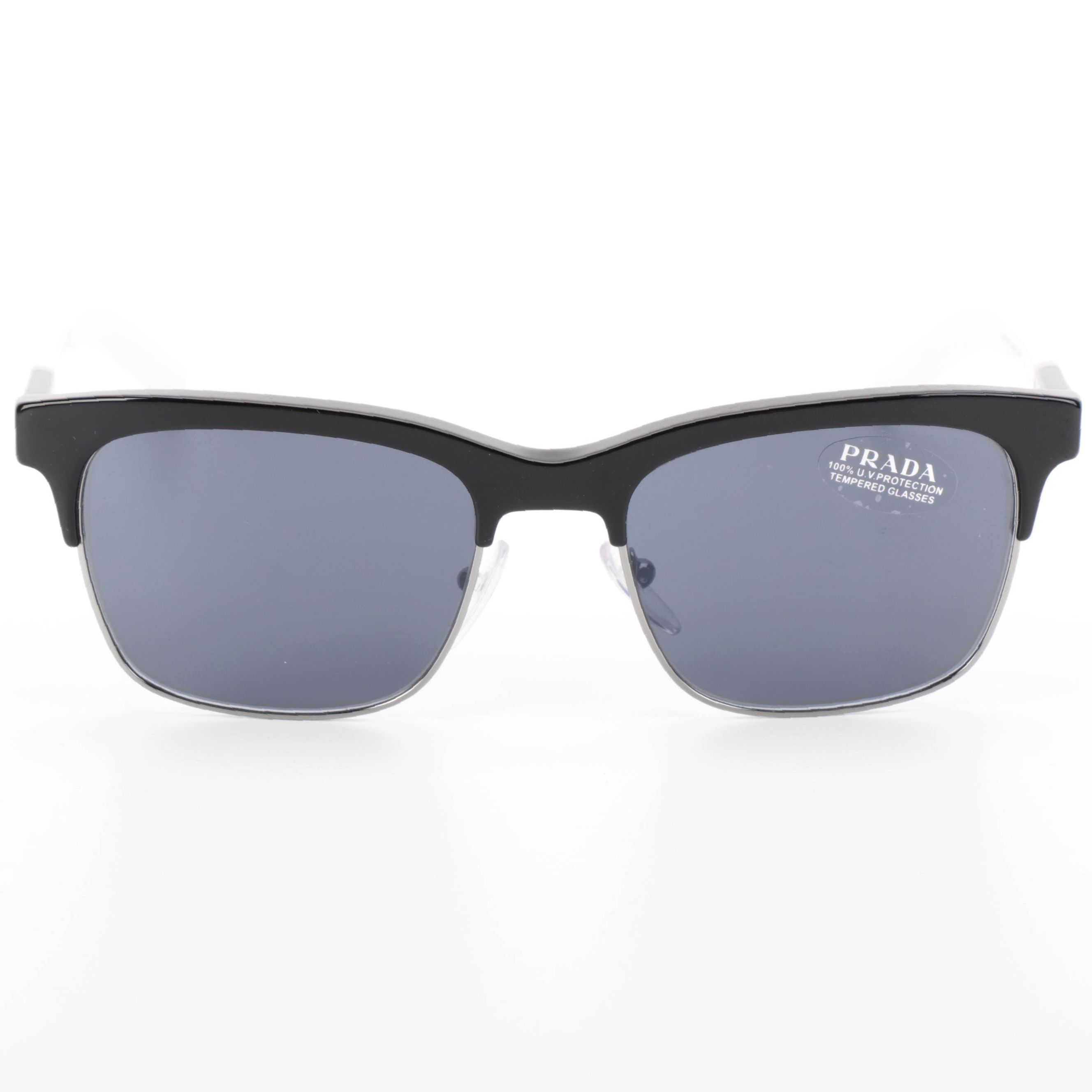 Prada SPR 17X Horn-Rimmed Sunglasses in Black and White with Case and Box