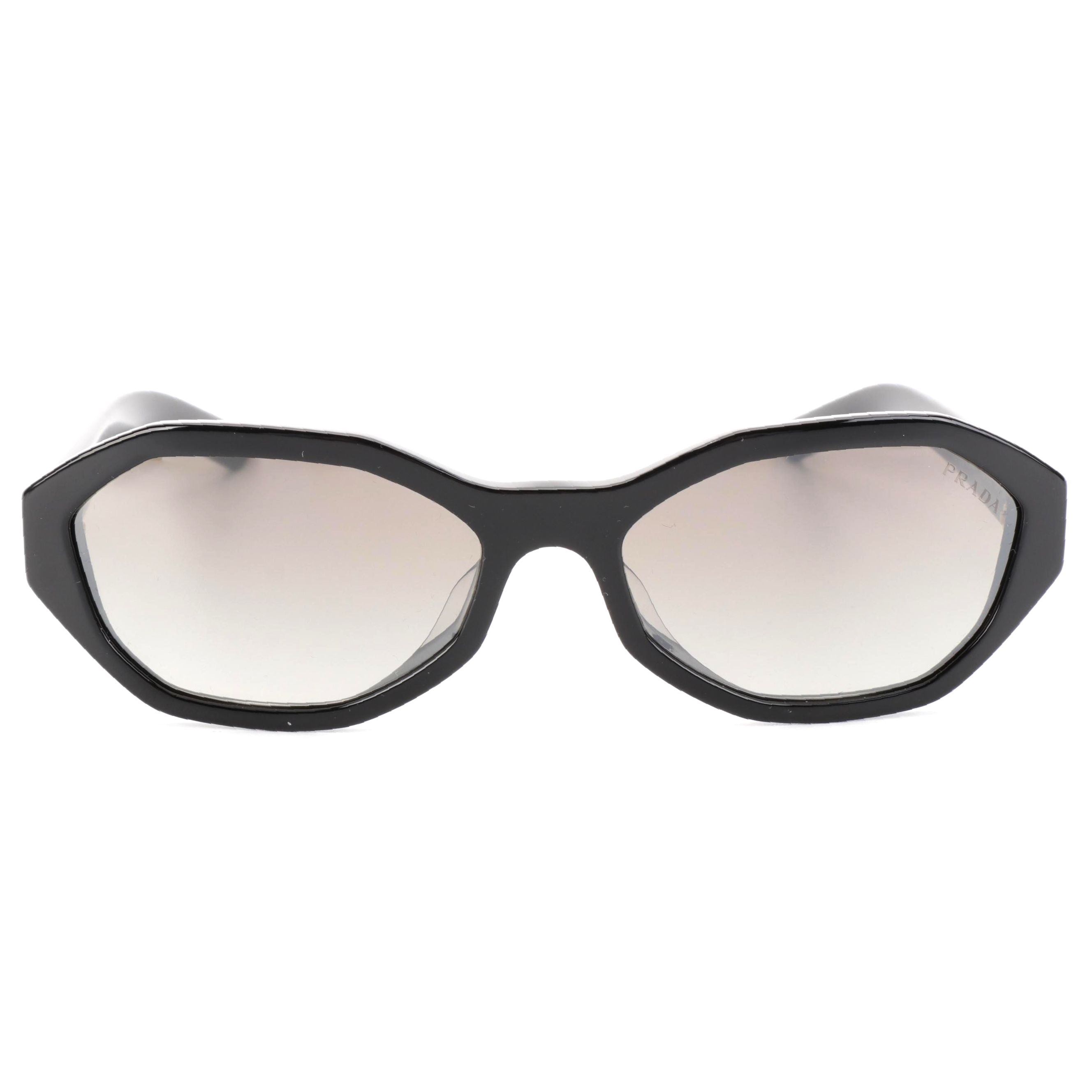 Prada SPR 20V-F Geometric Oval Sunglasses in Black Acetate