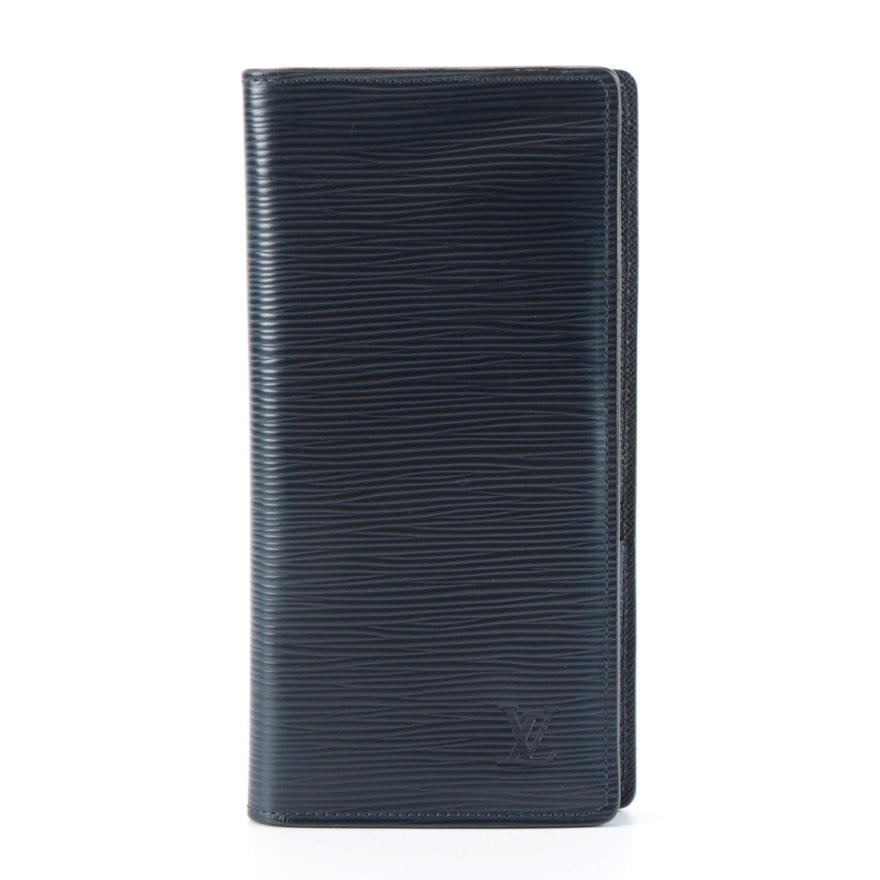 Louis Vuitton Portefeuille Brazza Long Wallet in Blue Marine Epi Leather