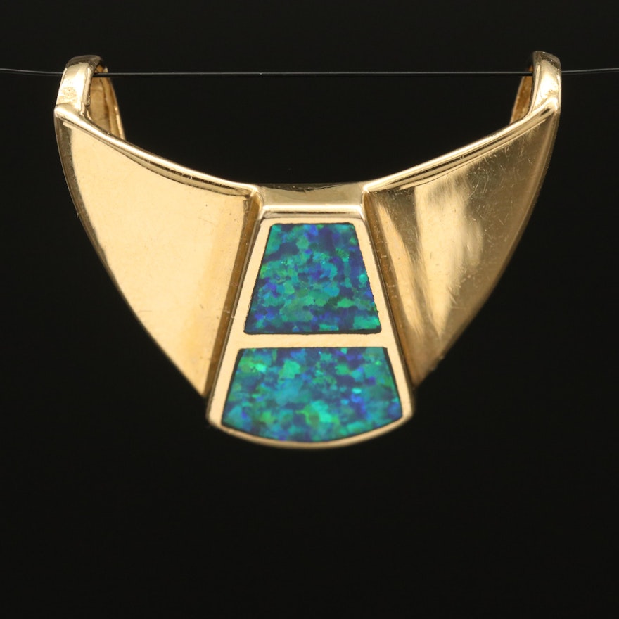 14K Opal Inlay Slide Pendant