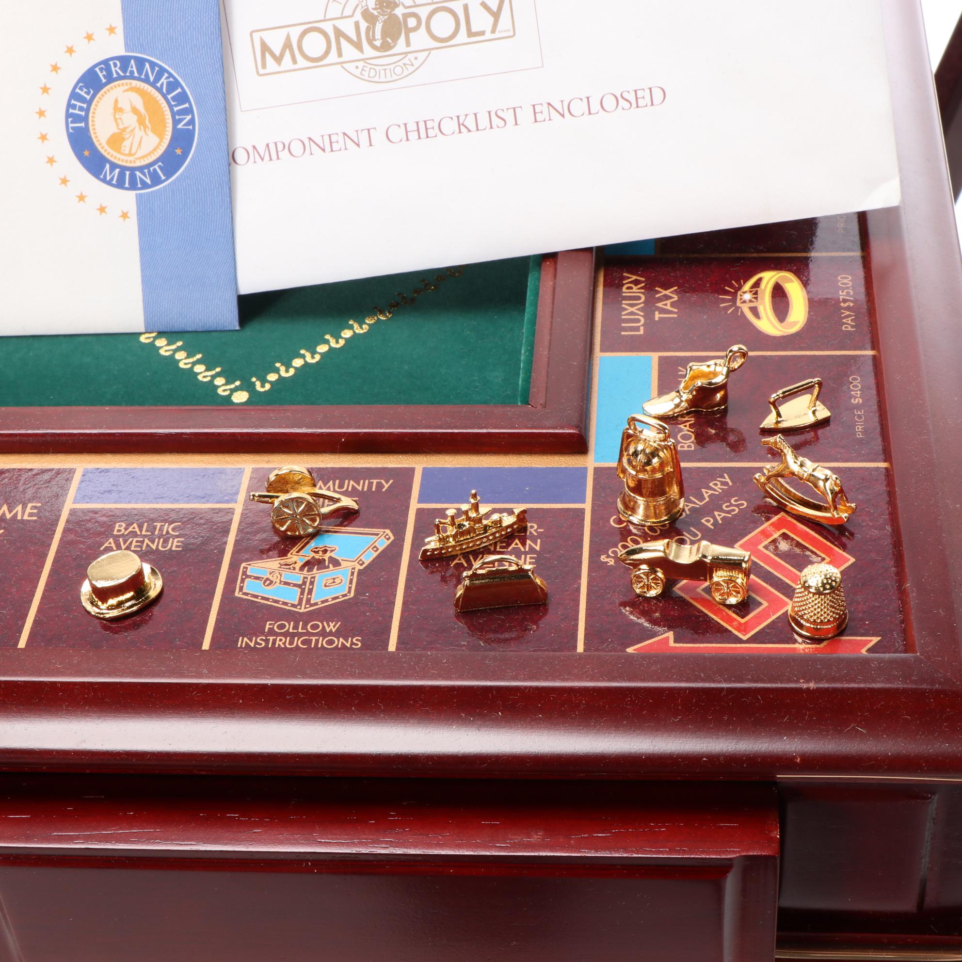Franklin Mint Monopoly, The Collector's Edition, with Table, Chairs, COA, 1991