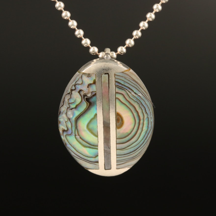 Sterling Silver Abalone Pendant Necklace