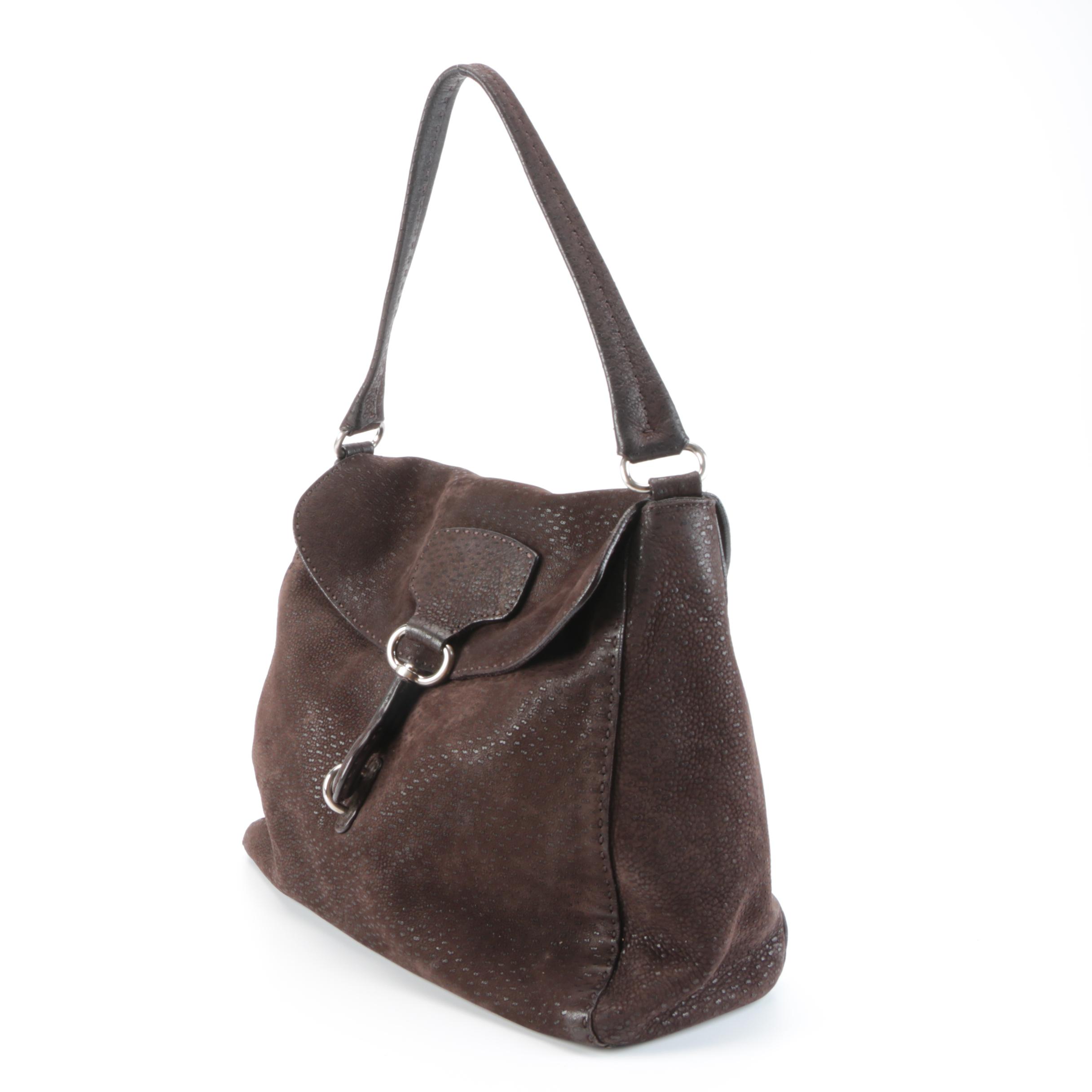 Prada Dark Brown Suede Shoulder Bag