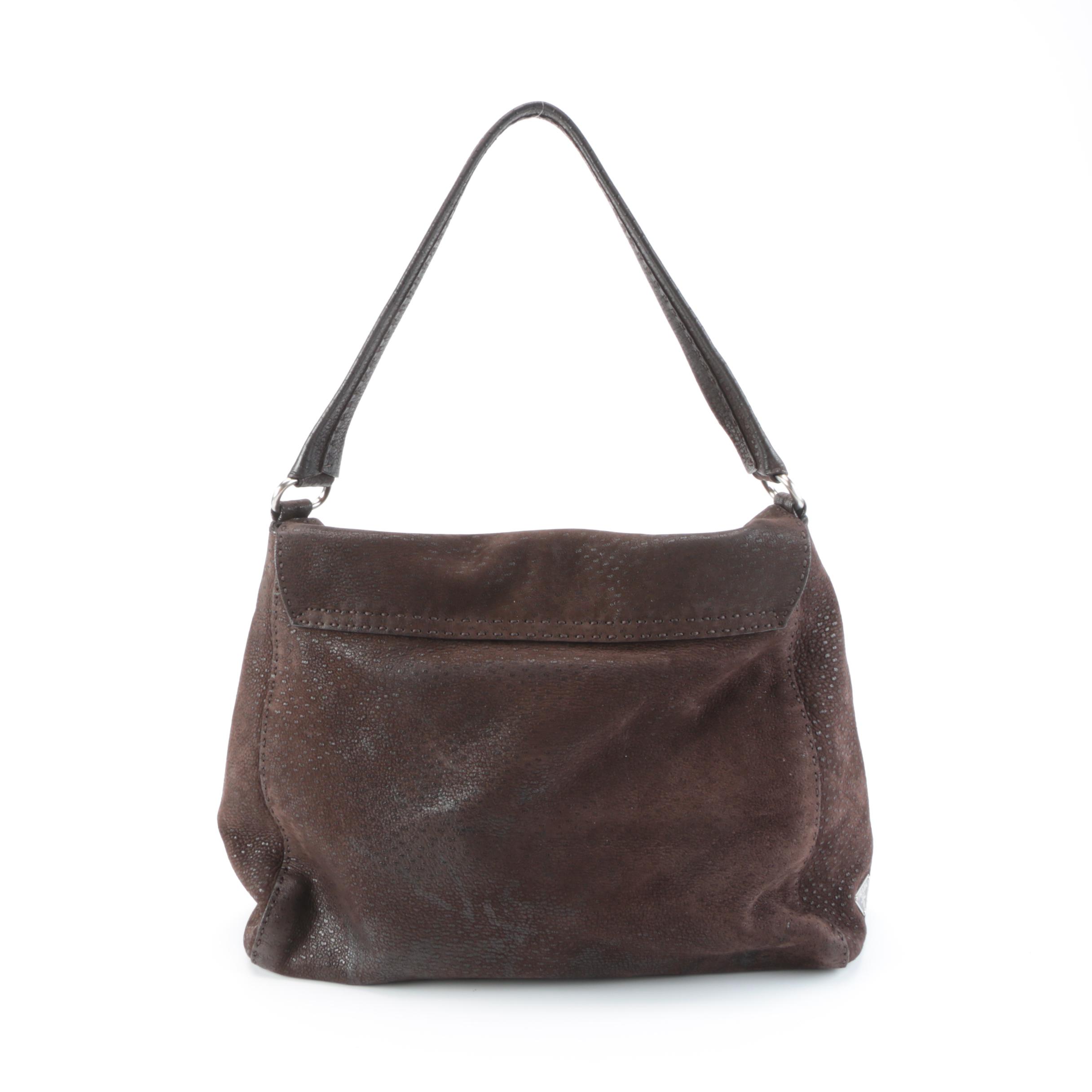 Prada Dark Brown Suede Shoulder Bag