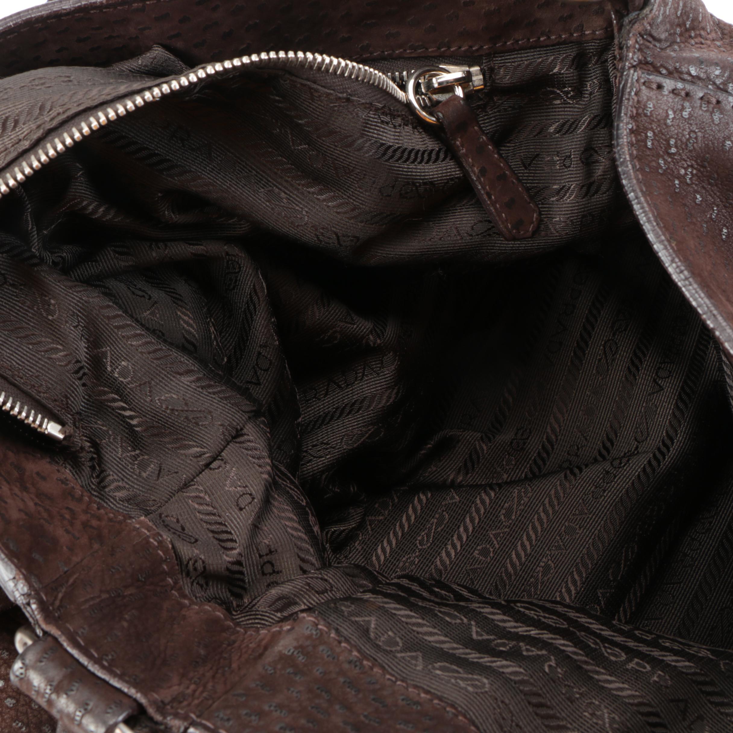Prada Dark Brown Suede Shoulder Bag