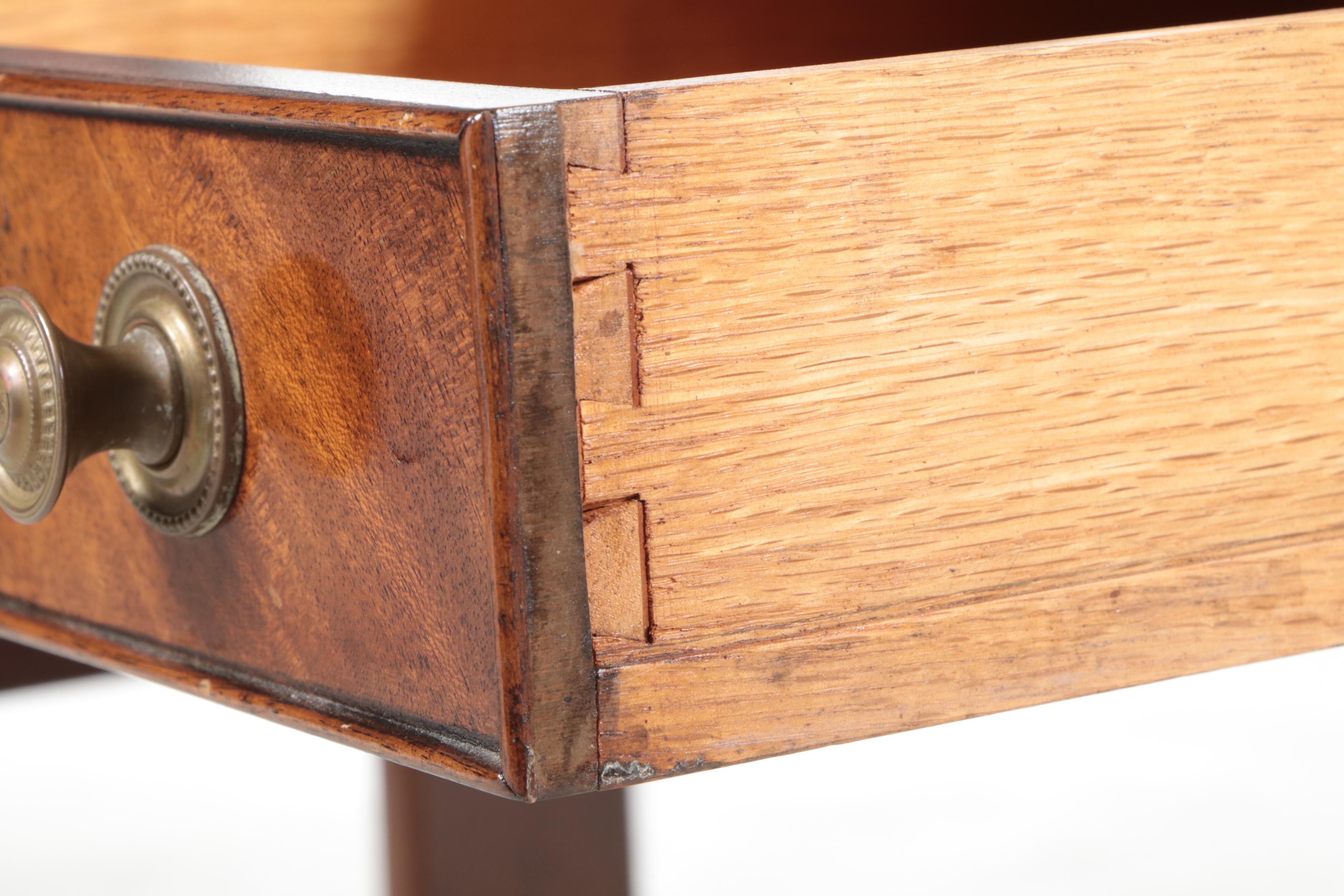 Regency Style Leather Top Mahogany Sofa Table, Mid-20th Century