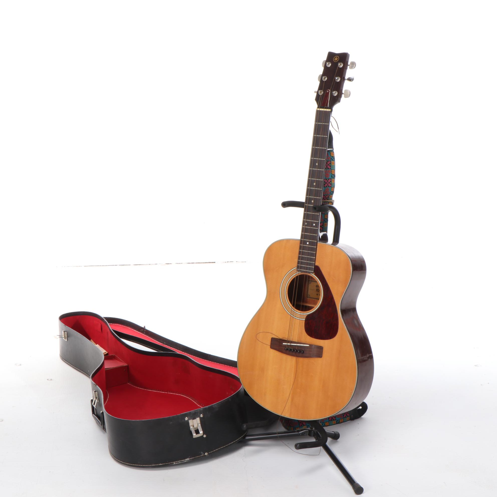 Yamaha FG-170 Acoustic Folk Guitar with Strap, Case, c. 1973