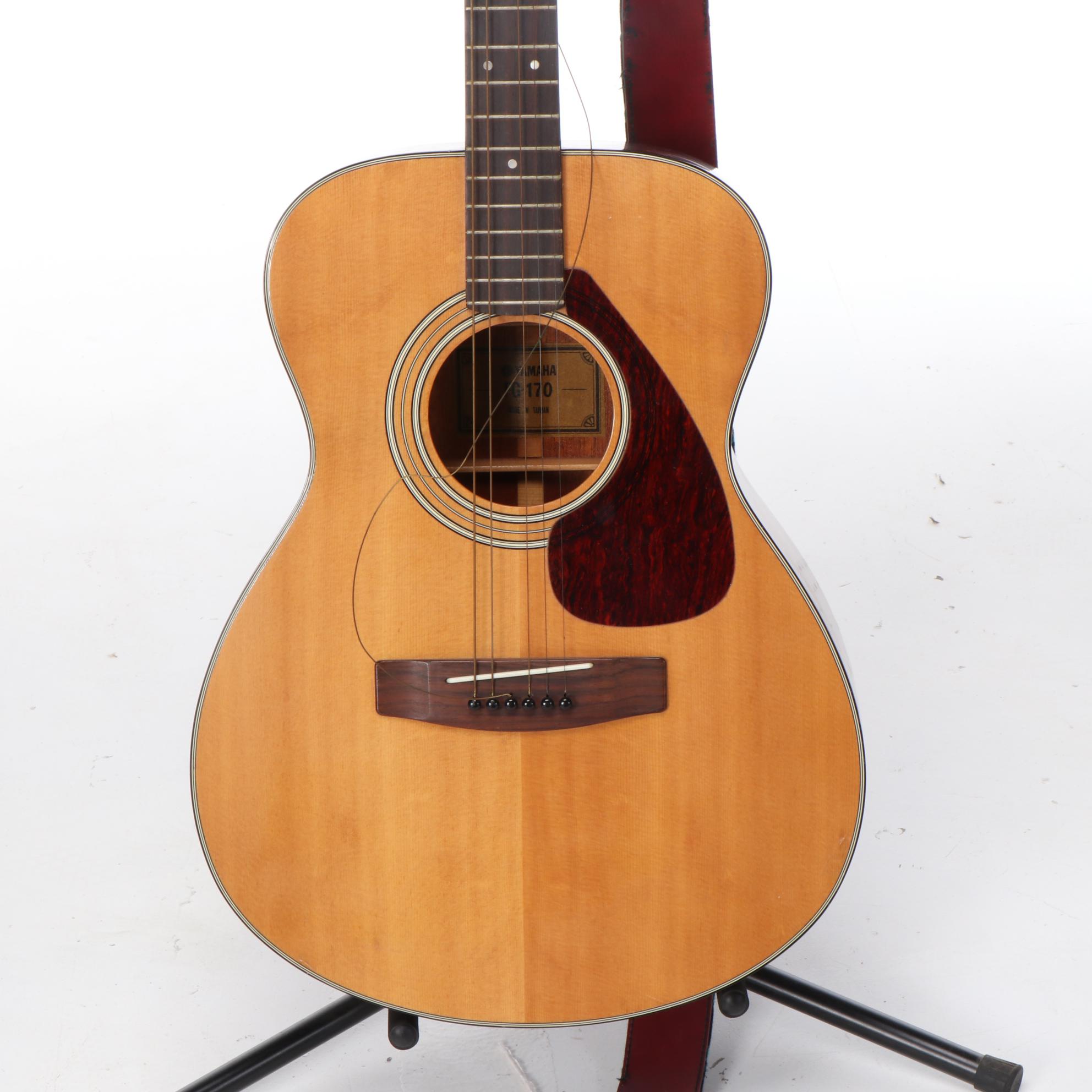 Yamaha FG-170 Acoustic Folk Guitar with Strap, Case, c. 1973