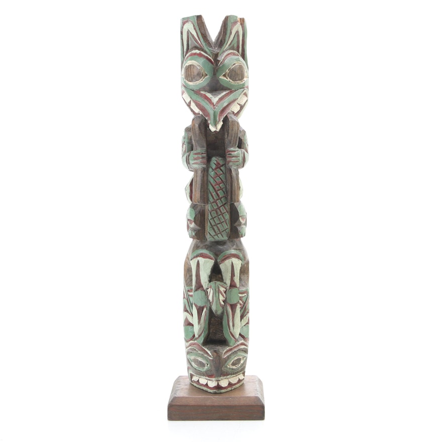 Dave Williams Northwest Coastal Native Hand-Carved Totem Figure