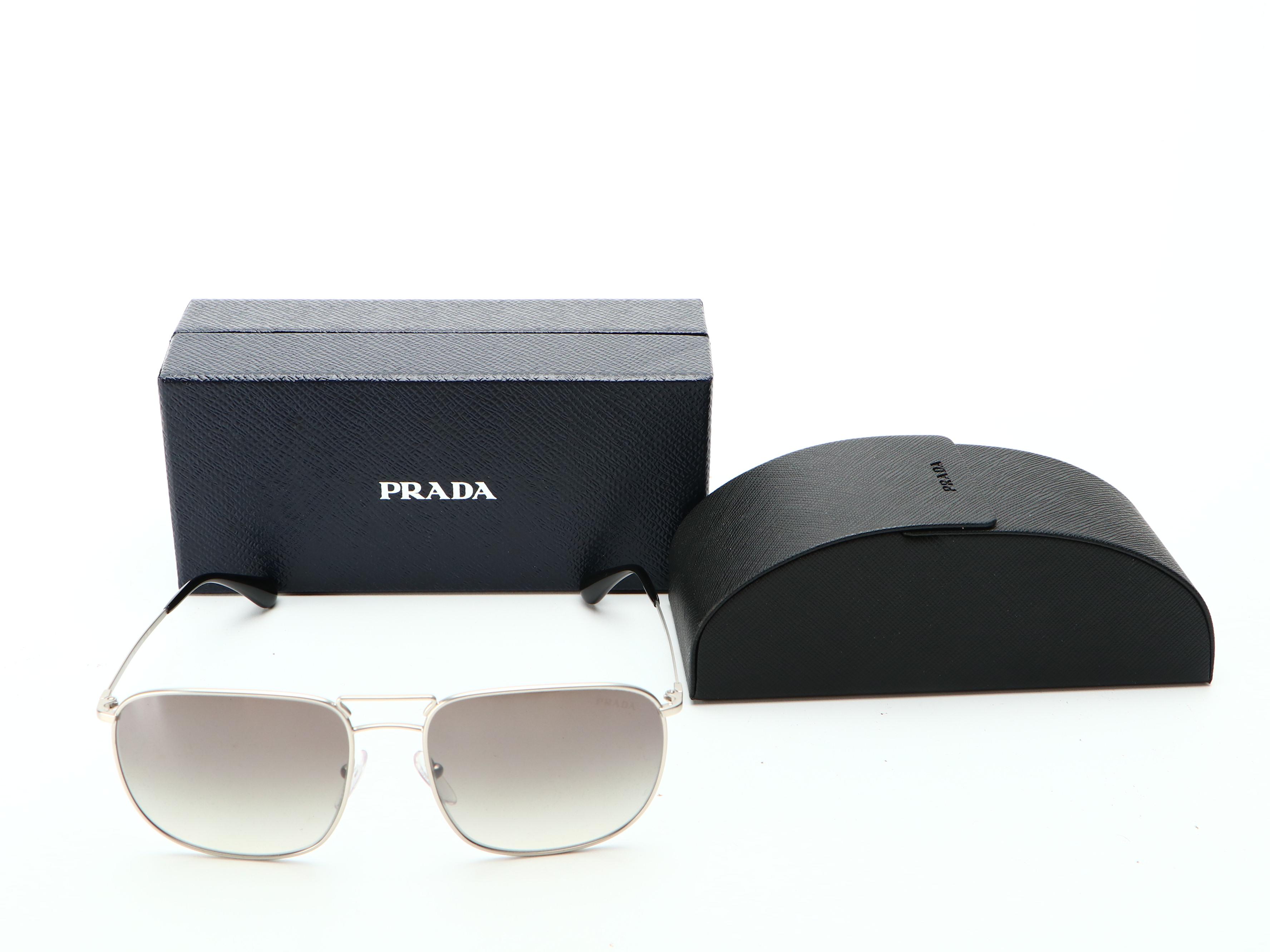 Prada SPR52T Aviator Metal Frame Gradient Lens Sunglasses with Case and Box