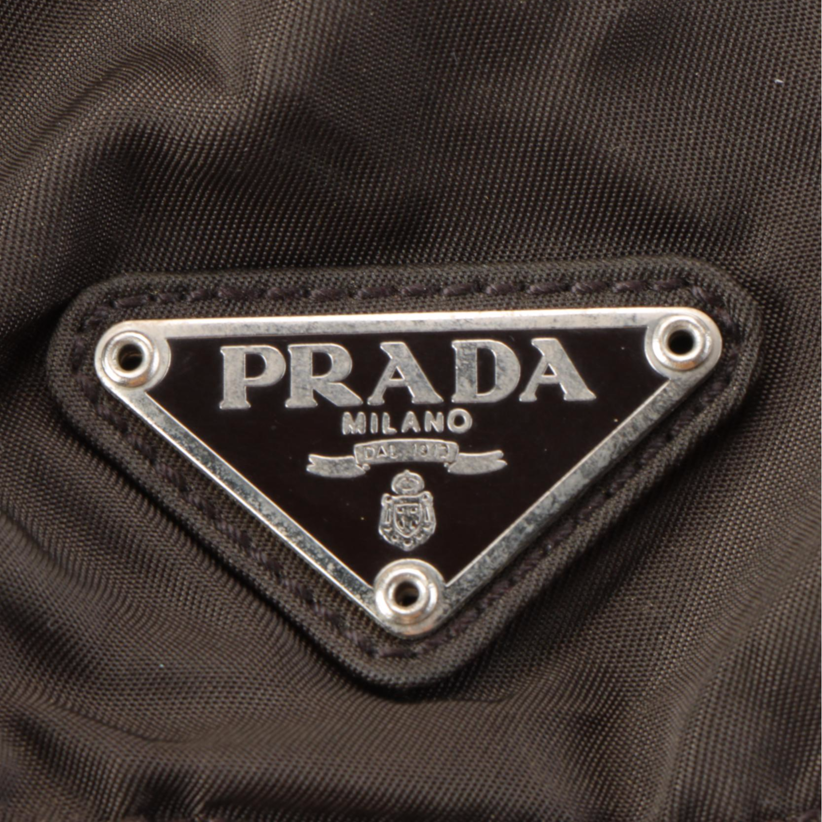 Prada Small Backpack in Dark Olive Nylon Tessuto with Dark Brown Leather Trim