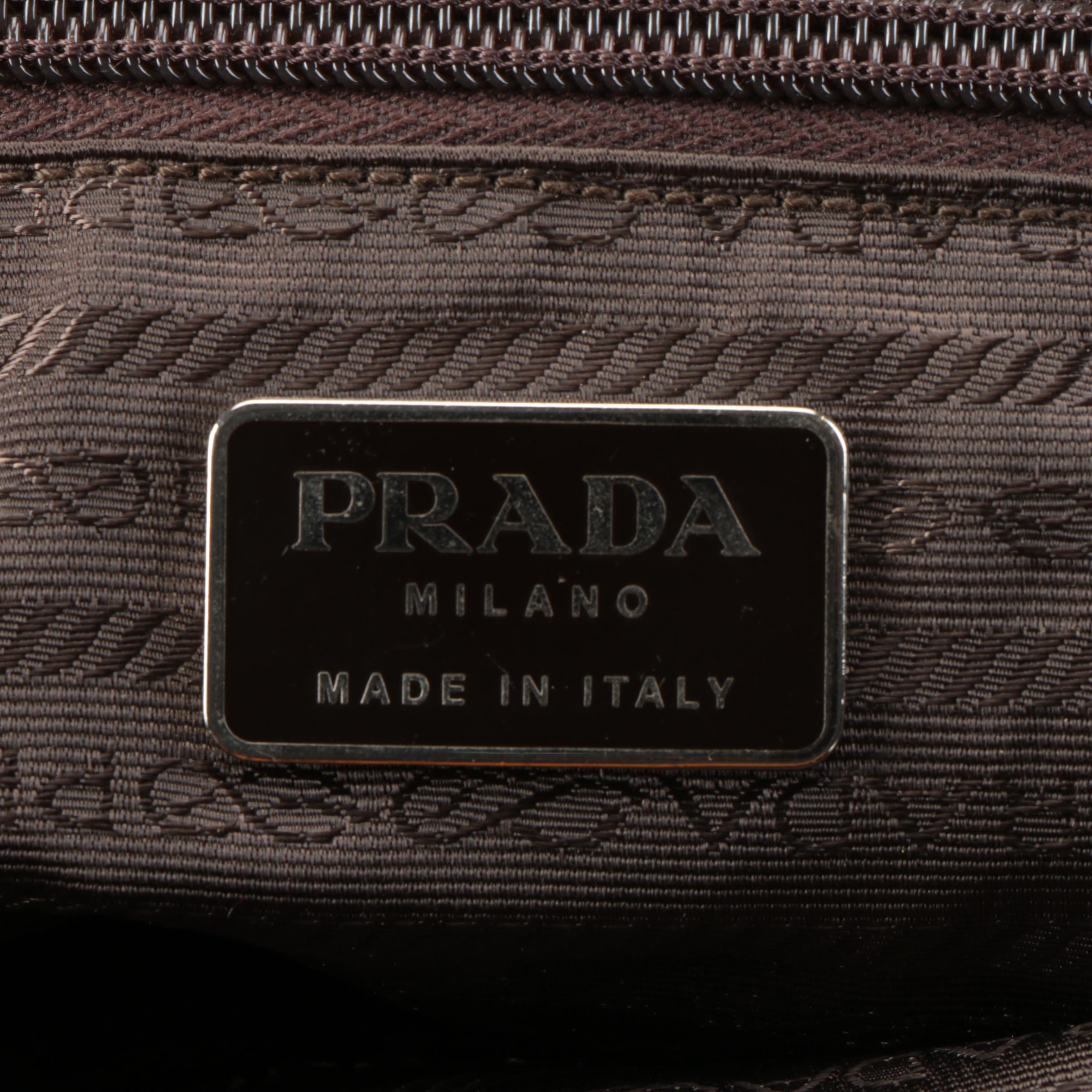Prada Small Backpack in Dark Olive Nylon Tessuto with Dark Brown Leather Trim