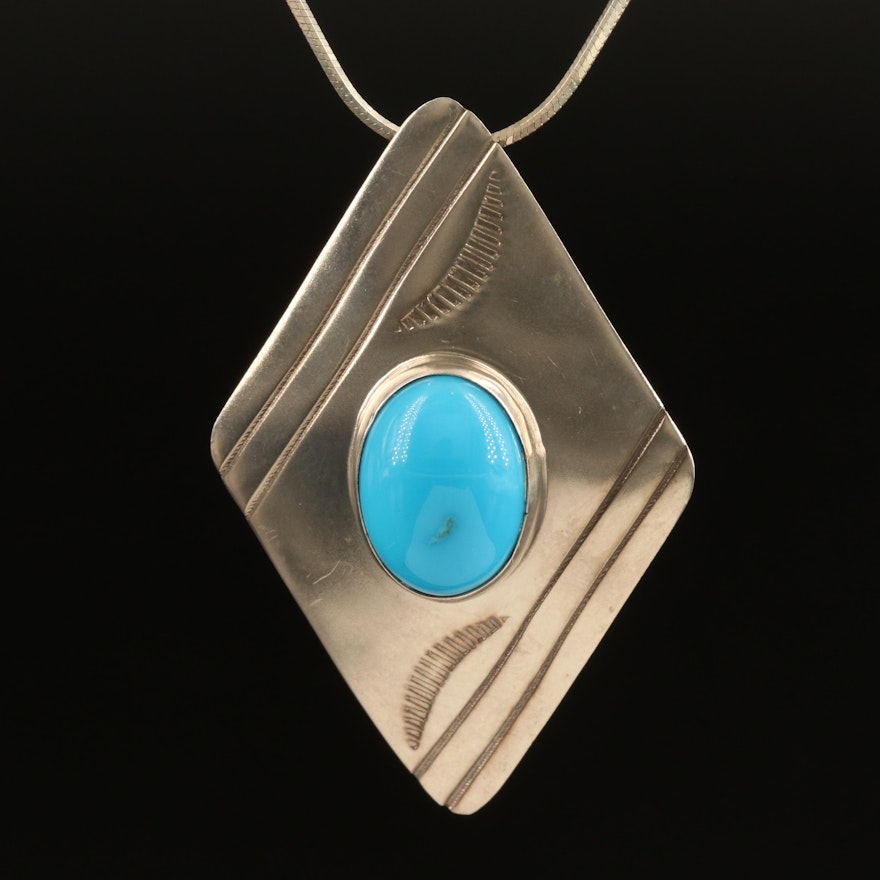 Sterling Turquoise Pendant Necklace