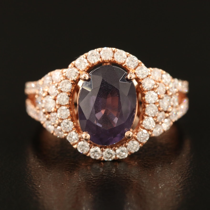 14K 2.71 CT Spinel and Diamond Ring
