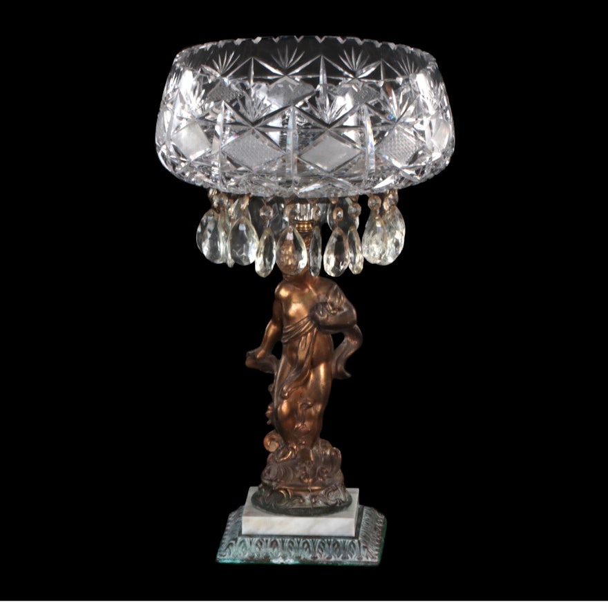 Marble Base Putti Compote with Prisms