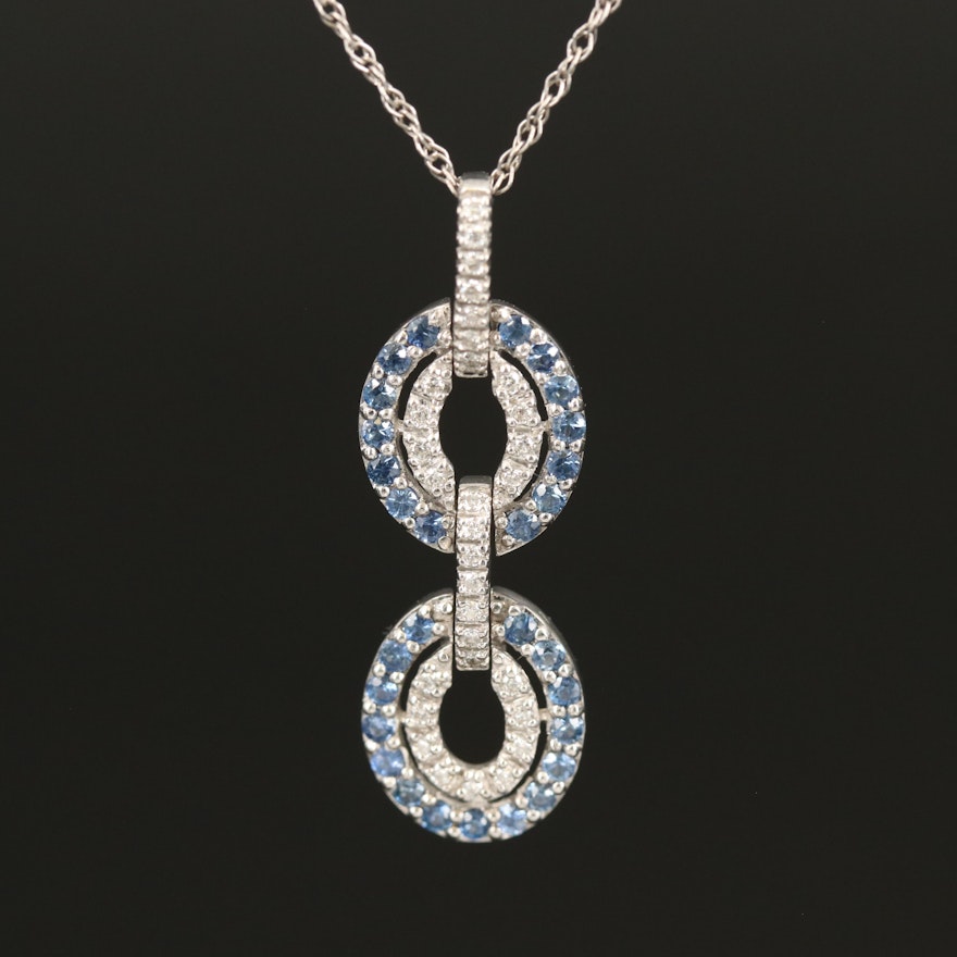 14K Sapphire and Diamond Articulated Pendant Necklace