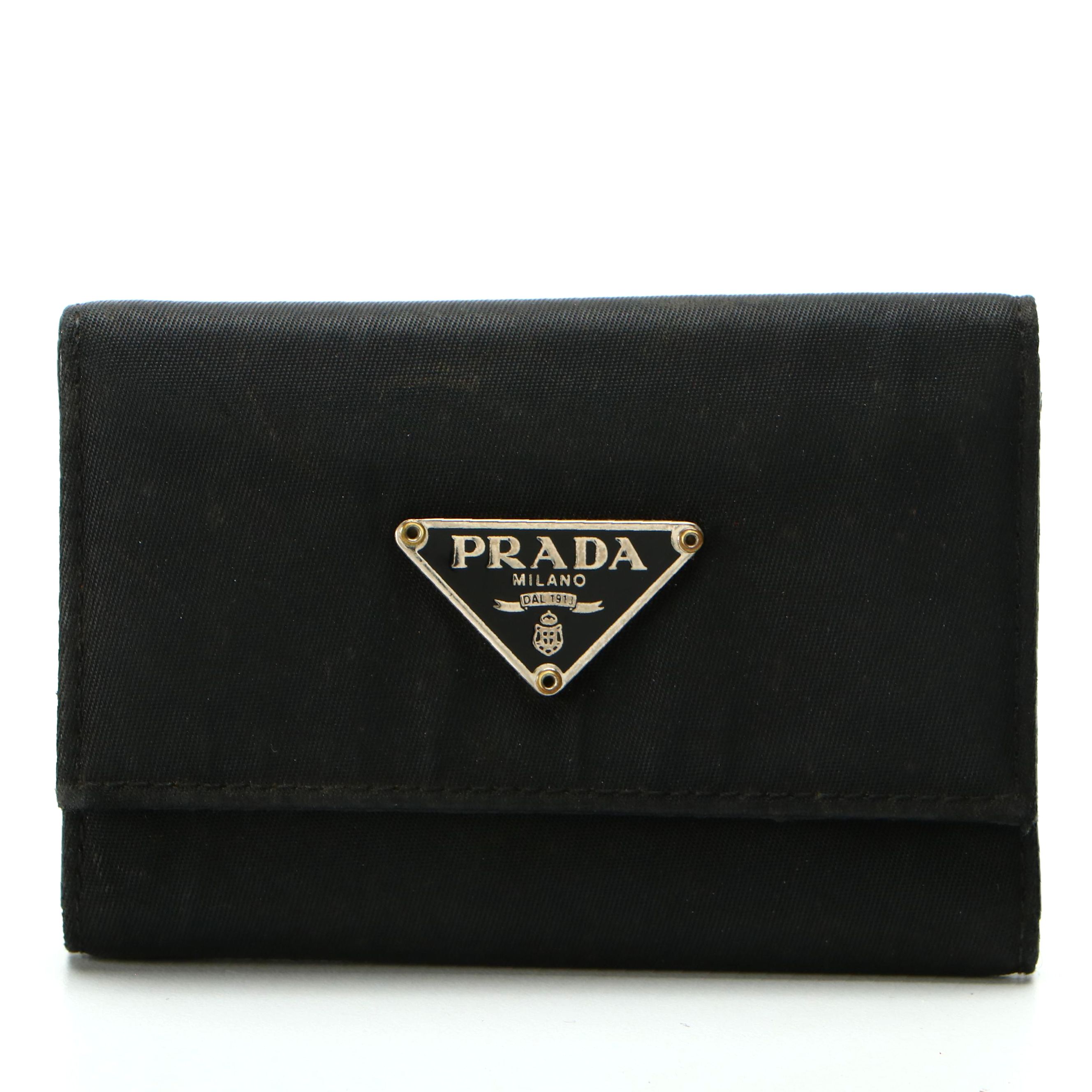 Prada M222 Six-Key Holder in Black Tessuto Nylon and Saffiano Leather with Box