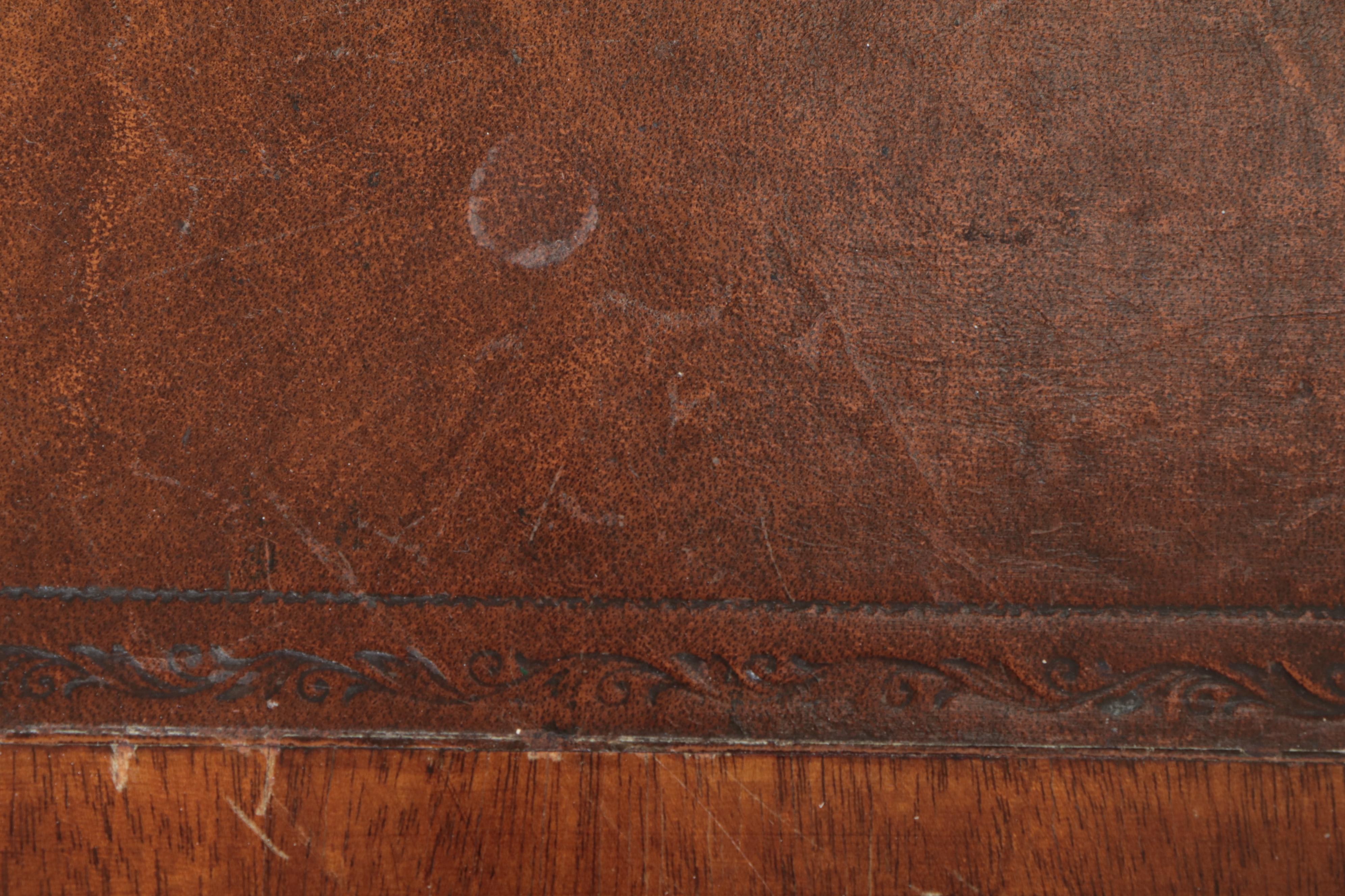 Regency Style Leather Top Mahogany Sofa Table, Mid-20th Century