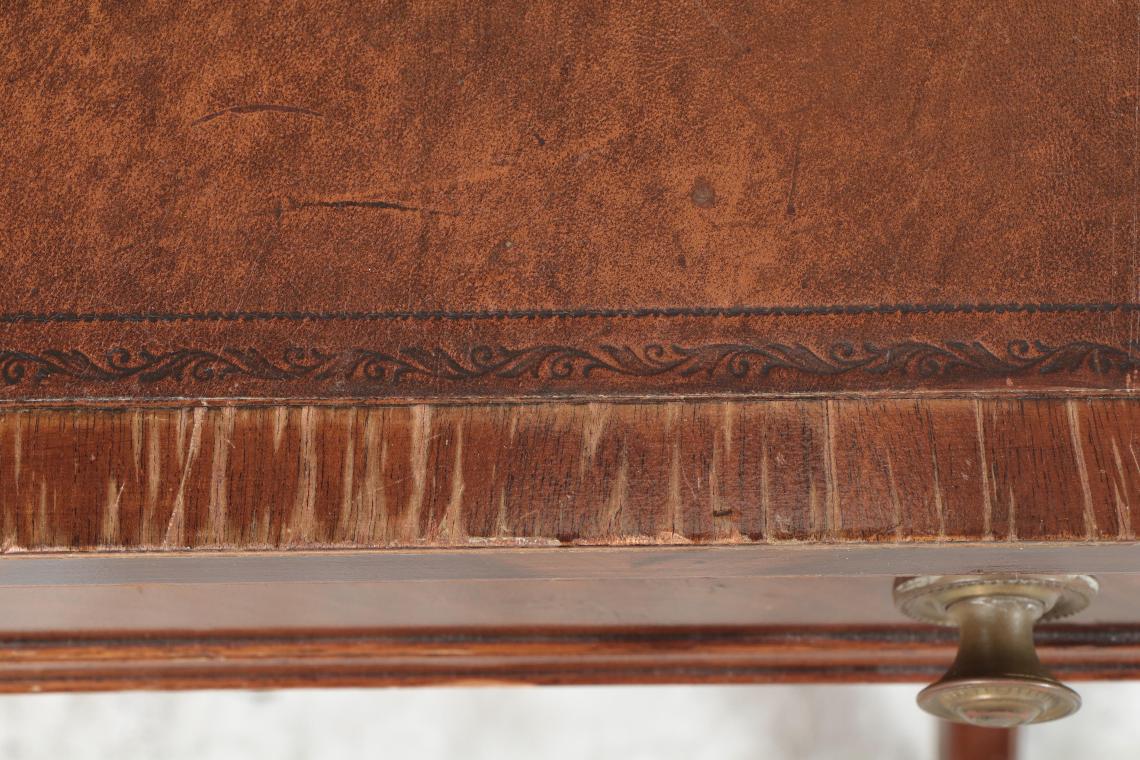 Regency Style Leather Top Mahogany Sofa Table, Mid-20th Century