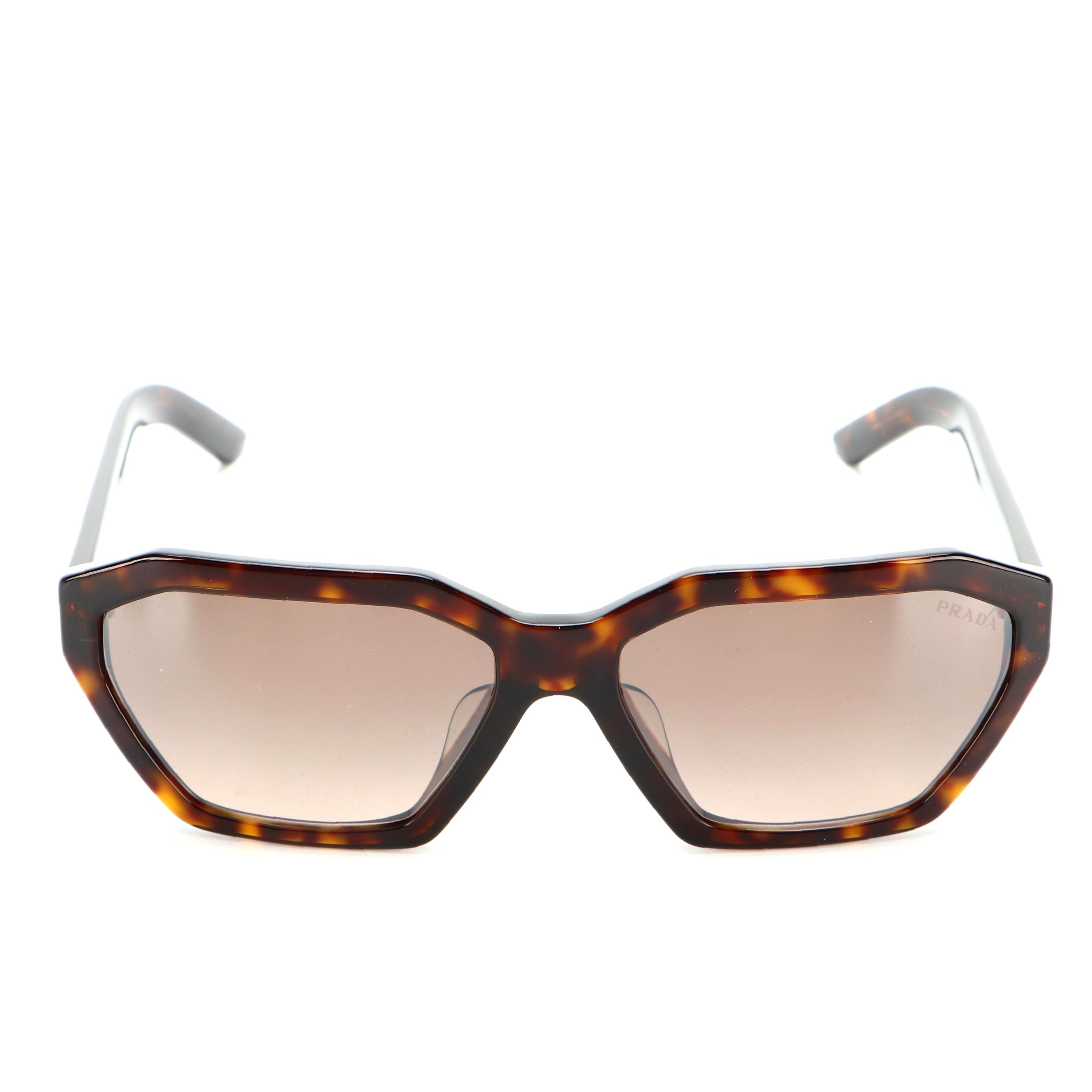 Prada SPR03V-F Geometric Sunglasses in Tortoise with Case and Box