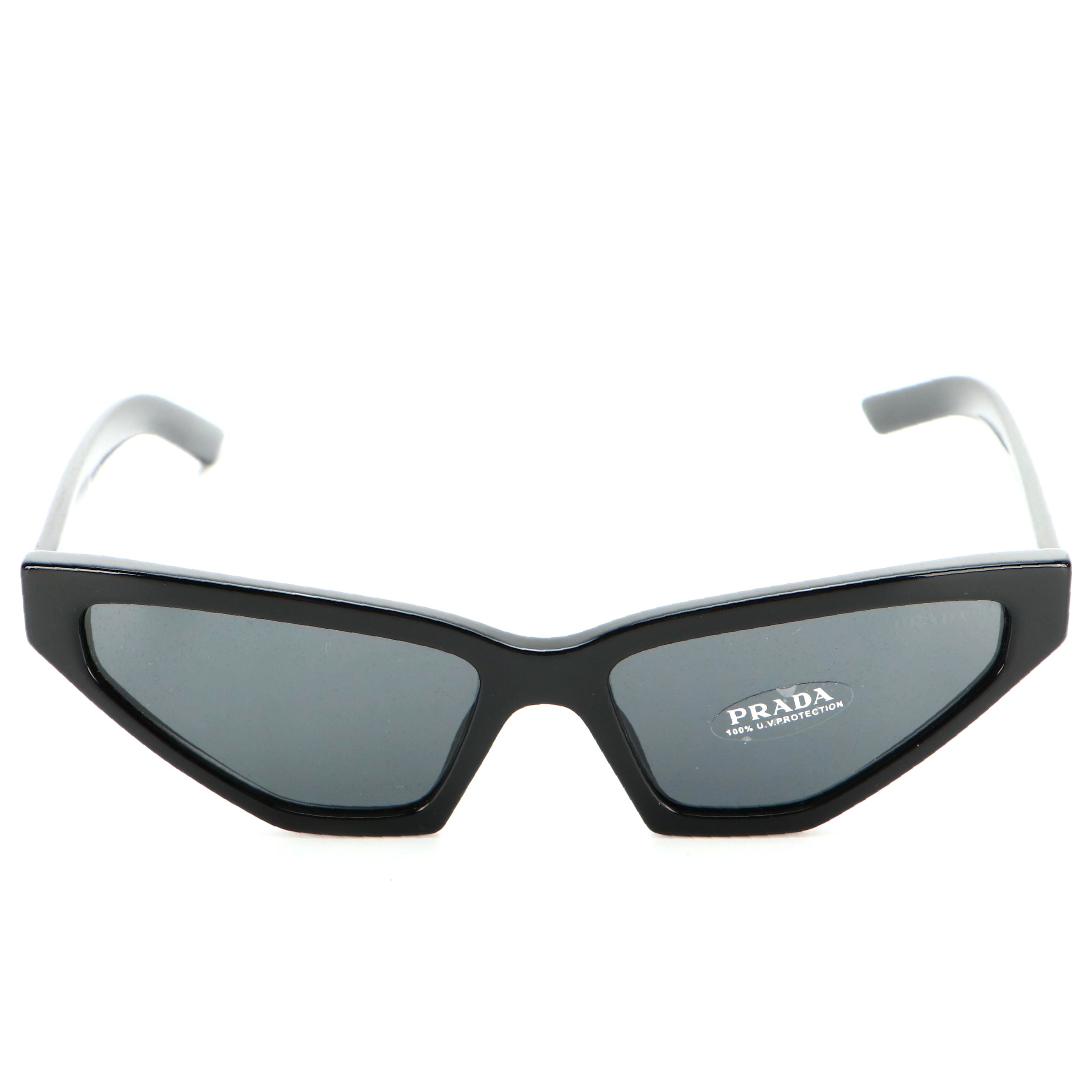 Prada SPR12V Geometric Cat Eye Sunglasses in Black with Case