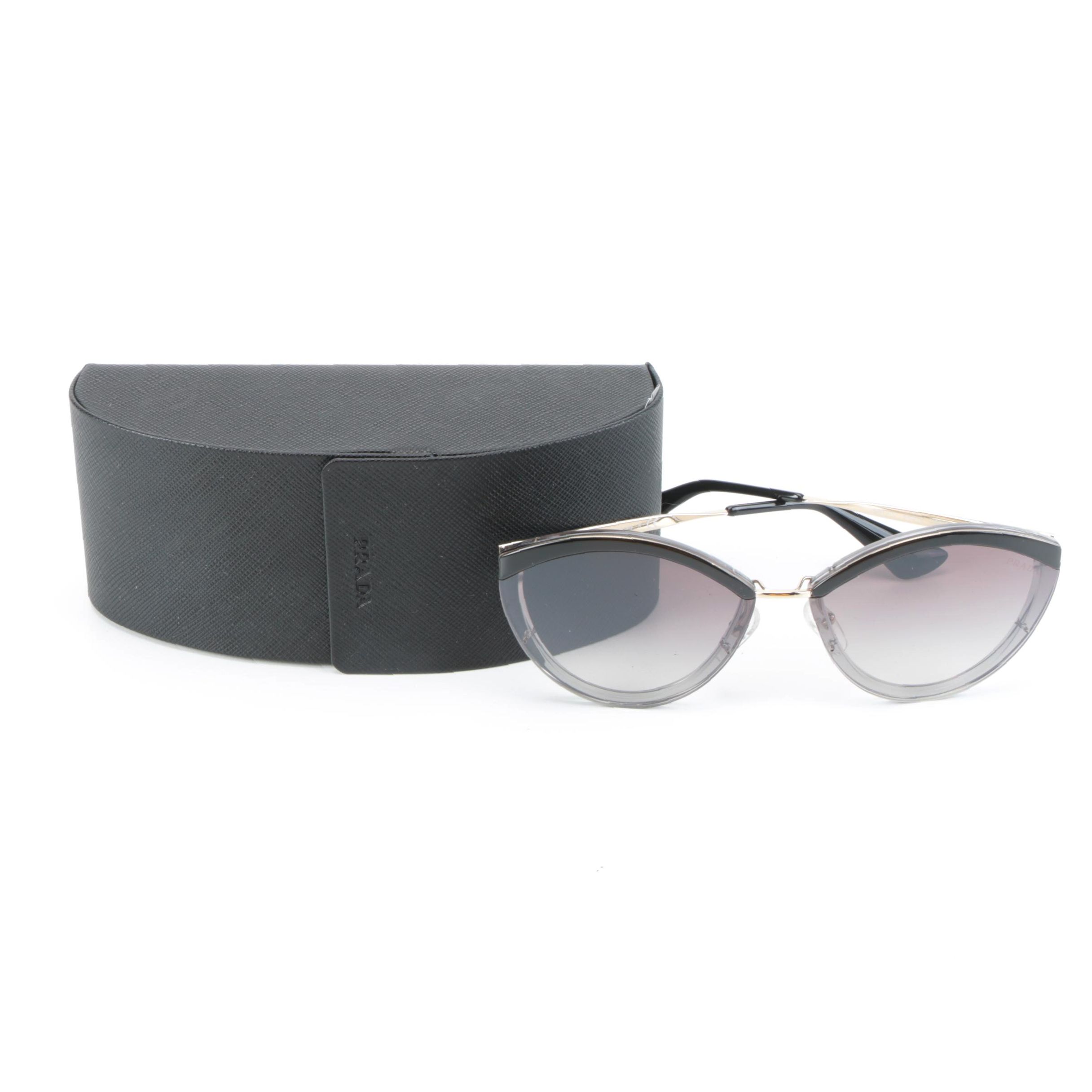 Prada SPR07U Modified Cat Eye Sunglasses in Gold with Case