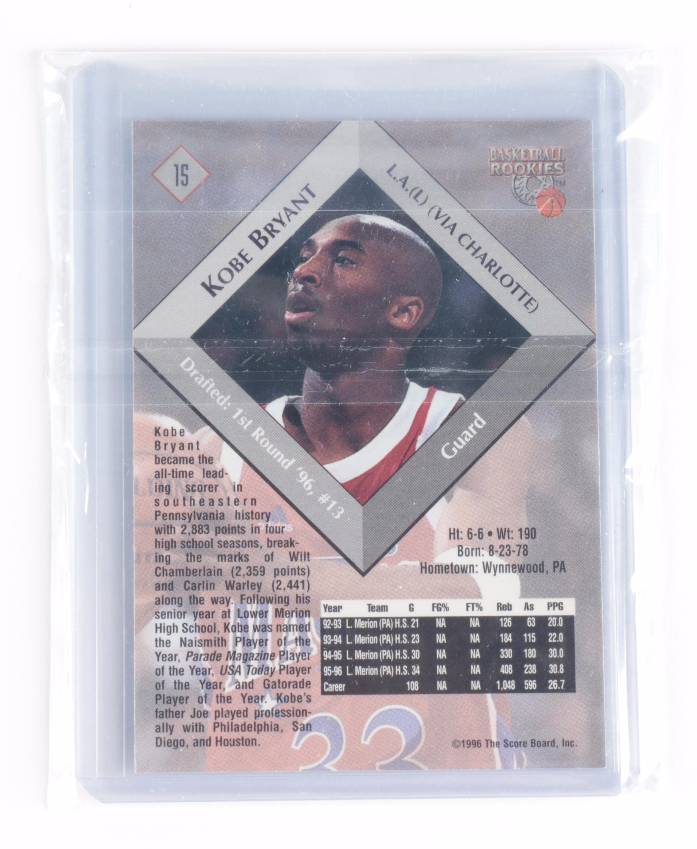 Kobe Bryant Rookie Basketball Cards Including 1996 Upper Deck Collector's Choice