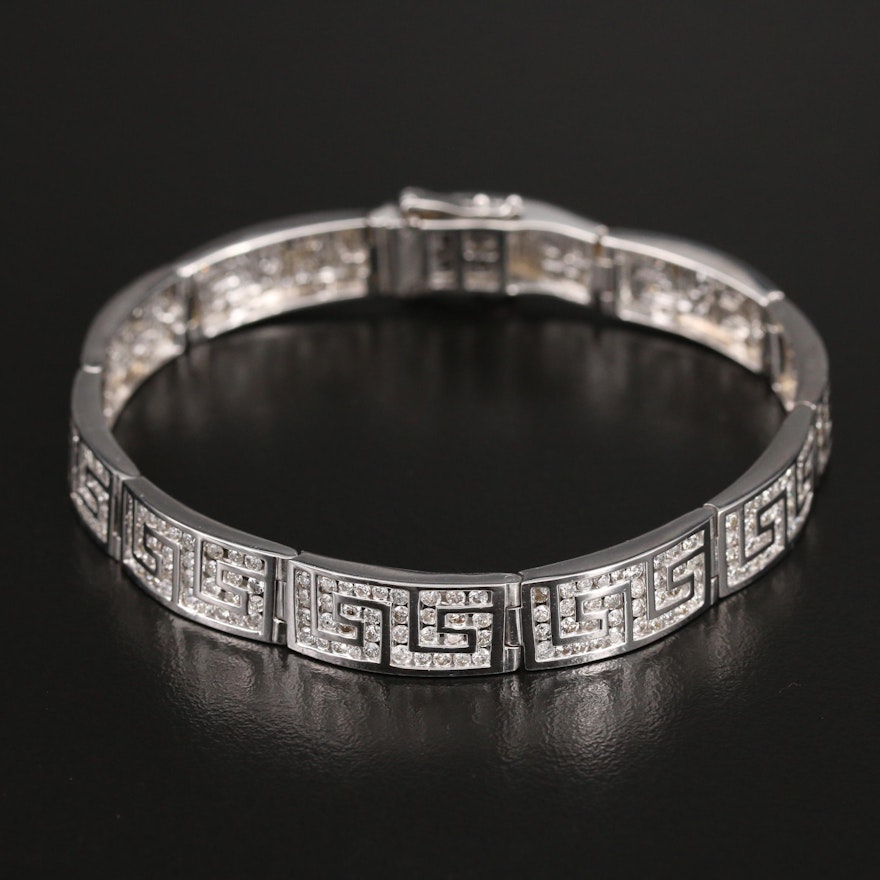 14K 5.00 CTW Diamond Greek Key Panel Bracelet