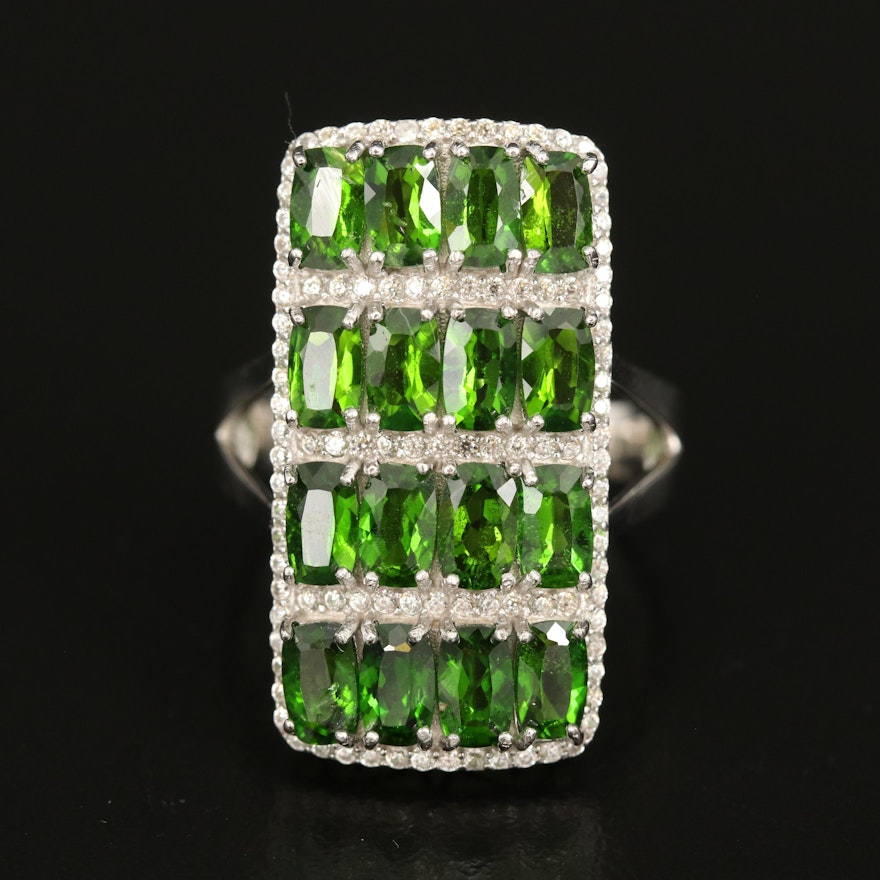 Sterling Diopside and Zircon Ring