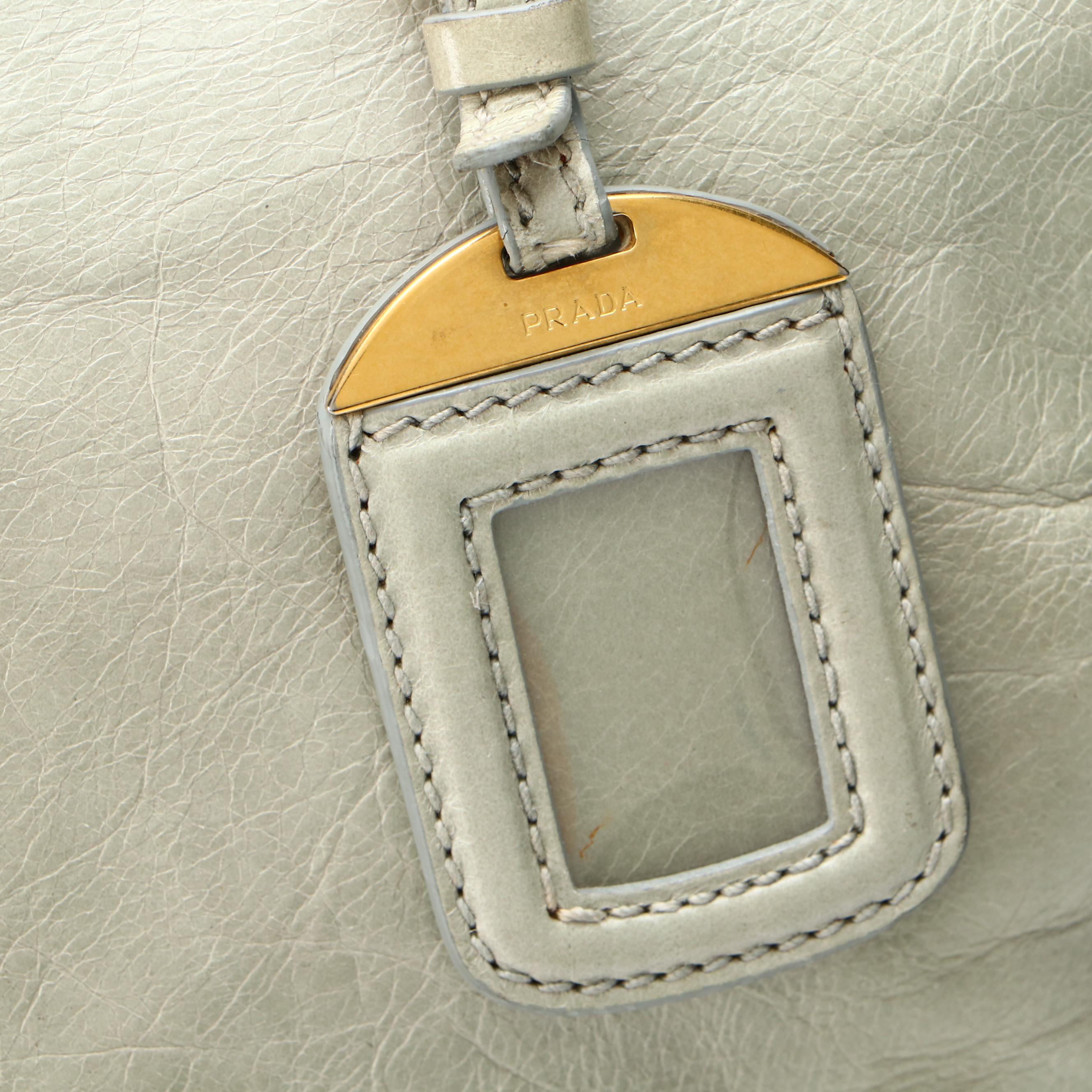 Prada Tote Bag in Pale Green Glacé Calfskin with Detachable Shoulder Strap