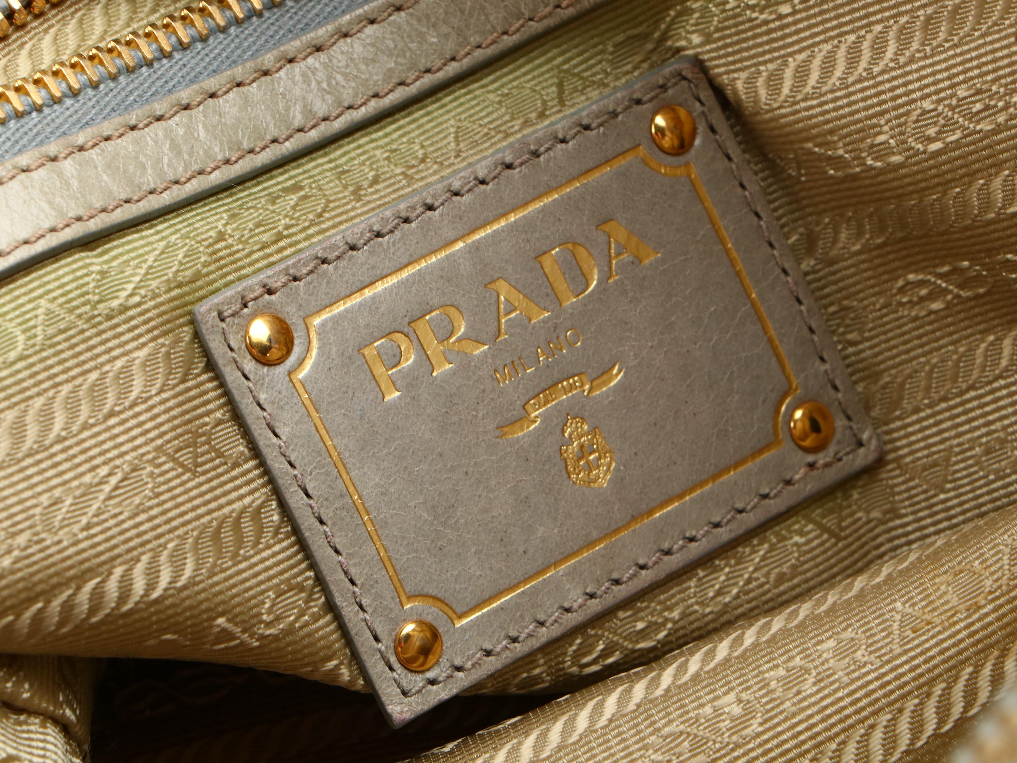Prada Tote Bag in Pale Green Glacé Calfskin with Detachable Shoulder Strap