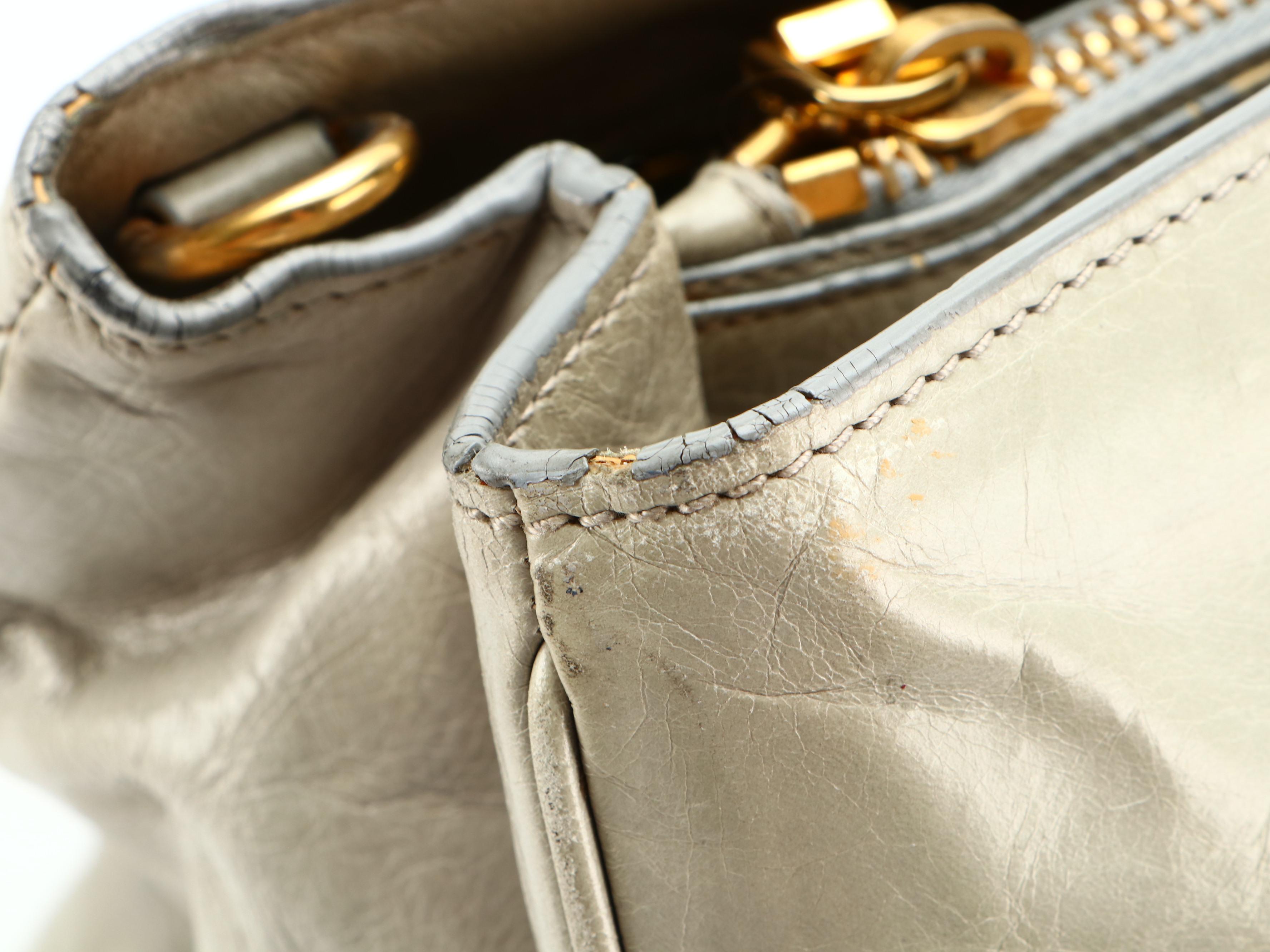 Prada Tote Bag in Pale Green Glacé Calfskin with Detachable Shoulder Strap