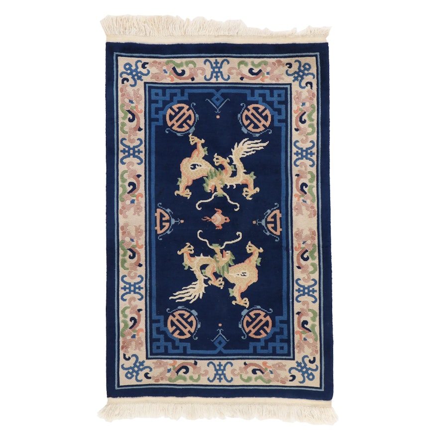 3'5 x 6'1 Hand-Knotted Chinese Dragon Area Rug