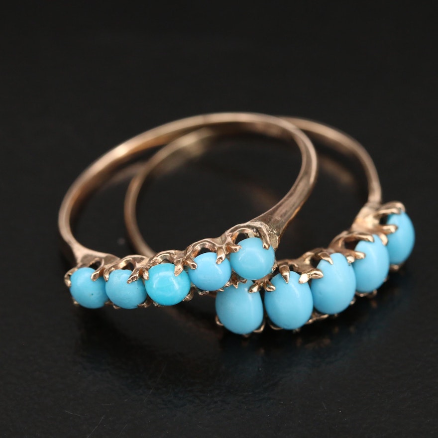 Vintage 10K Imitation Turquoise Rings