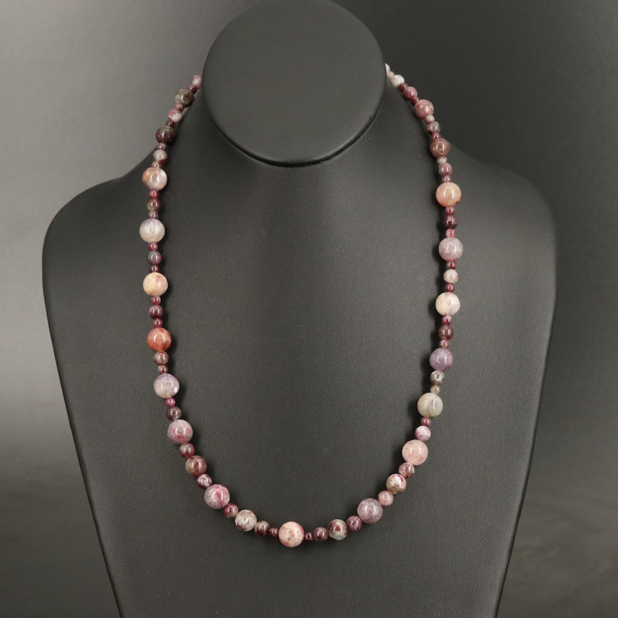 Tourmaline Beaded Necklace with 14K Clasp