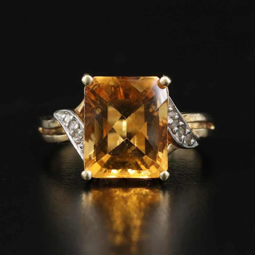 10K Citrine and Diamond Ring