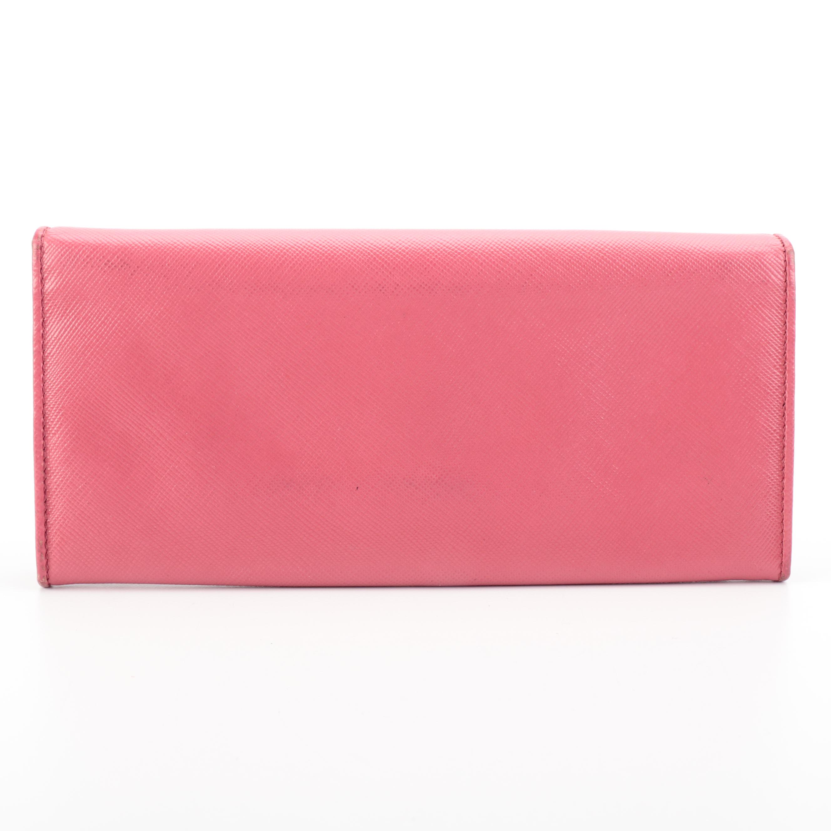 Prada Striped Continental Wallet in Saffiano Leather
