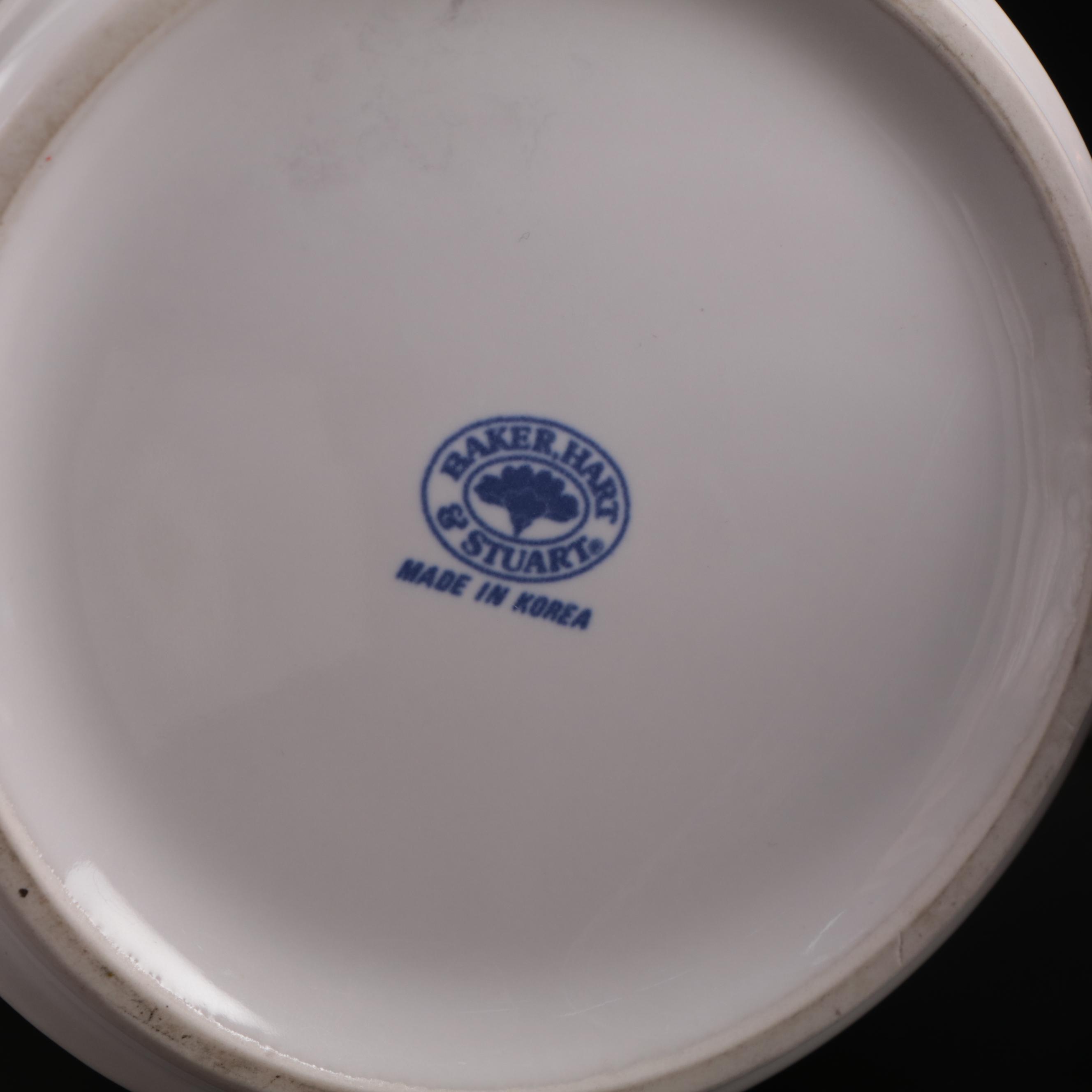 S.P.M. German Porcelain Tea Cups with Copper Chafing Dish and Teapot