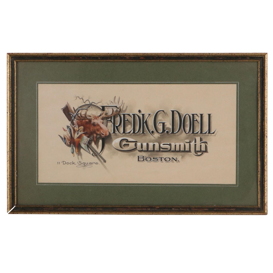 Gouache Advertisement Illustration for Fred'K G Doell Gunsmith