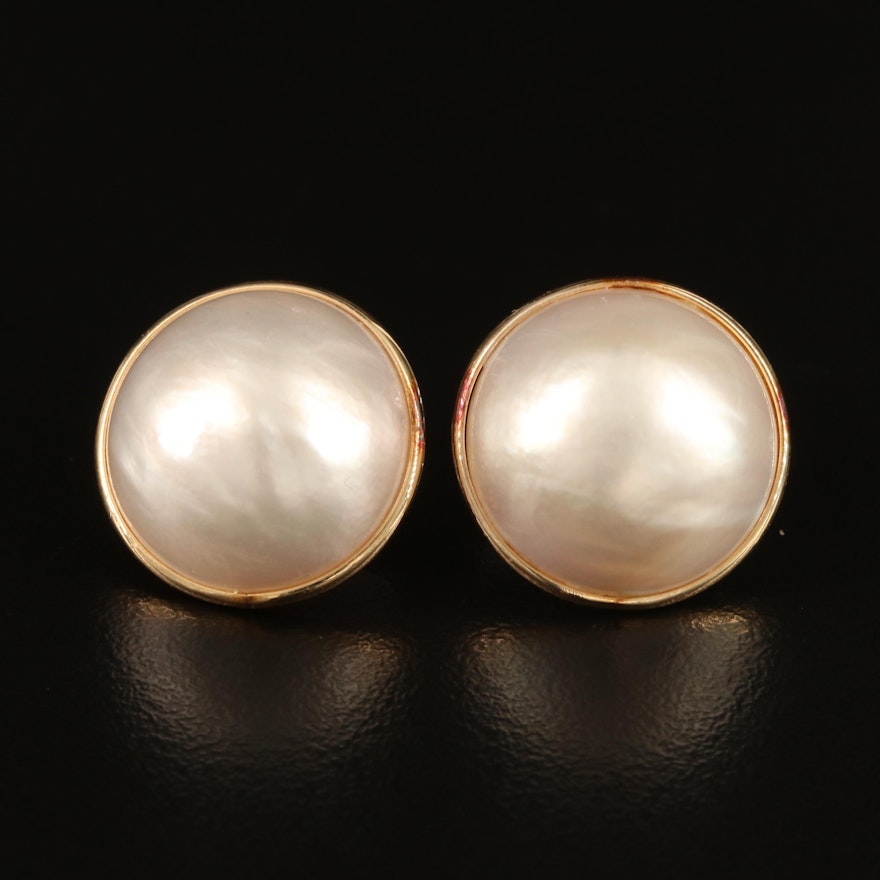 14K 15.00 mm Mabé Pearl Earrings