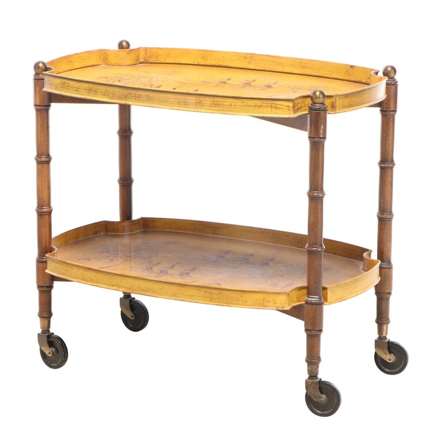 Brandt Hardwood and Tole Tray-Top Chinoiserie Serving Cart, Late 20th Century