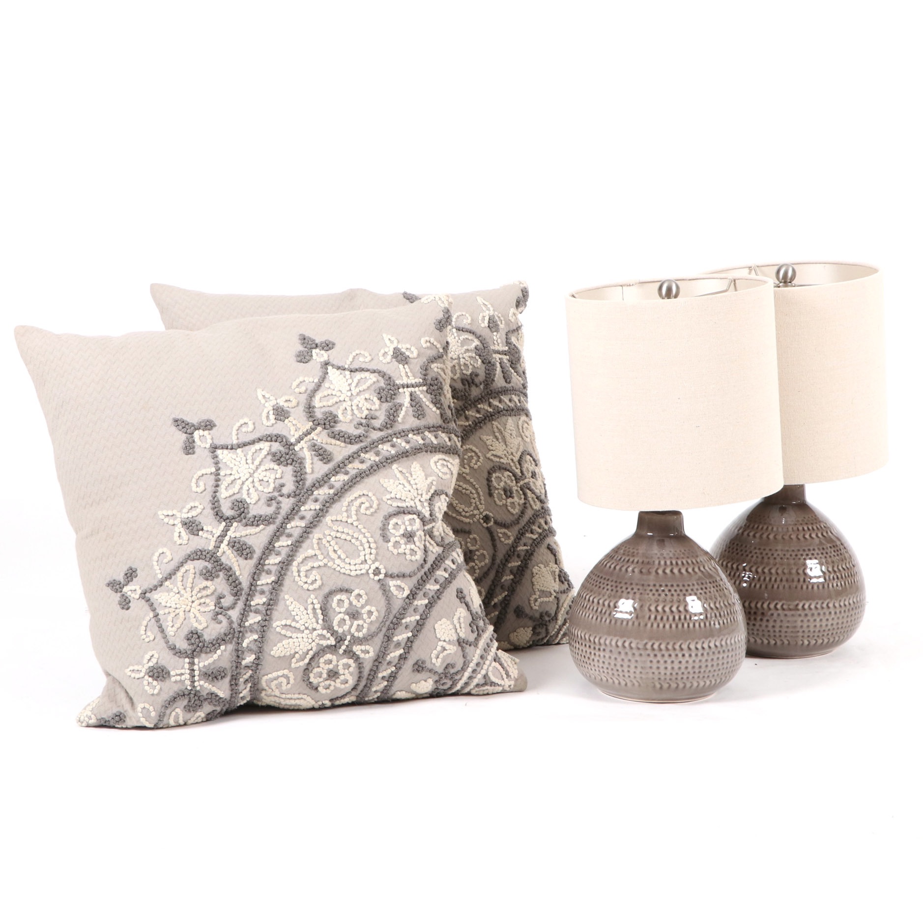 Arhaus Handmade Decorative Pillows and Modern Ceramic Table Lamps