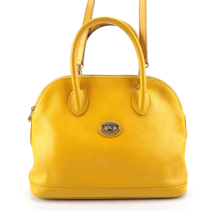 Burberry Yellow Leather Dome Top Two-Way Handbag