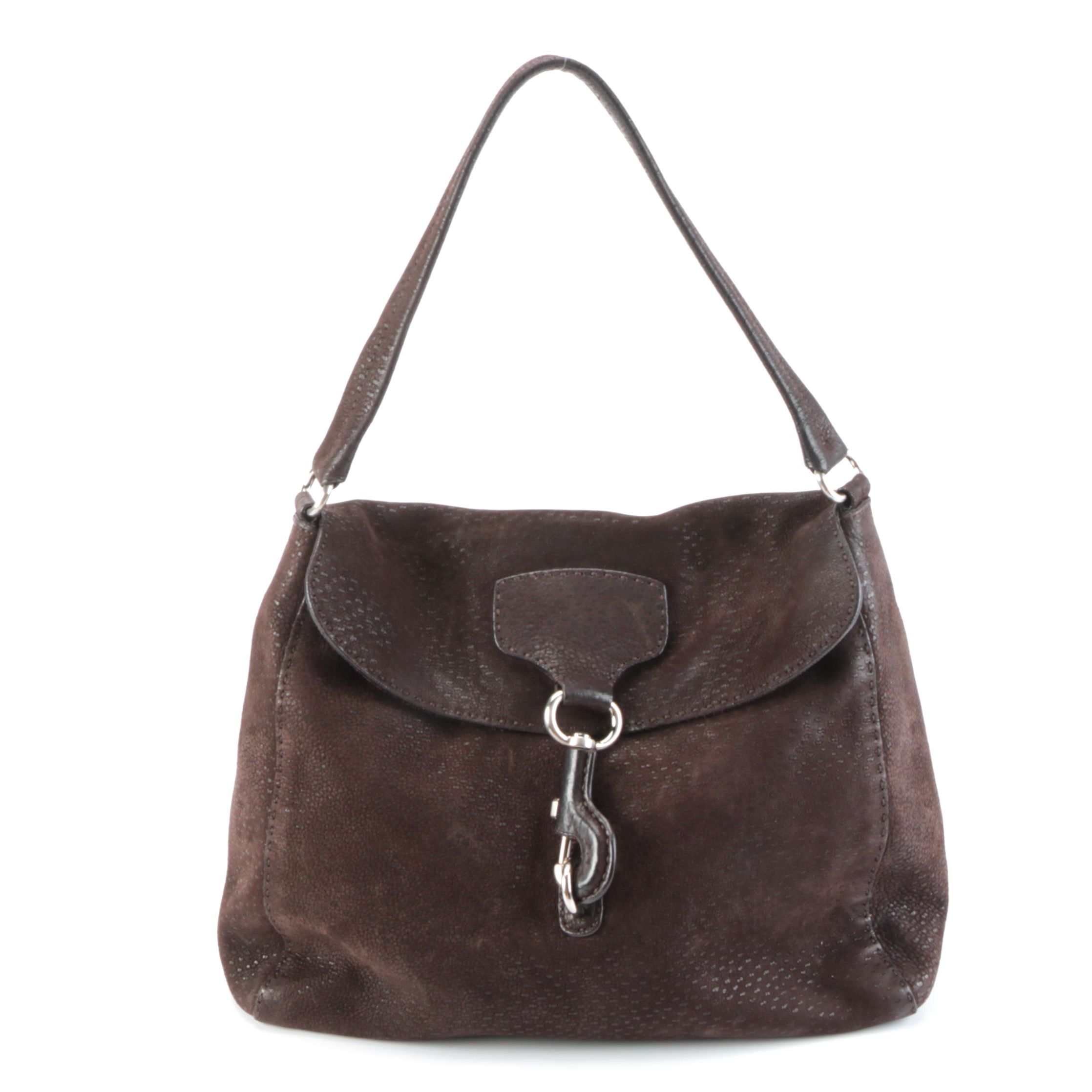 Prada Dark Brown Suede Shoulder Bag