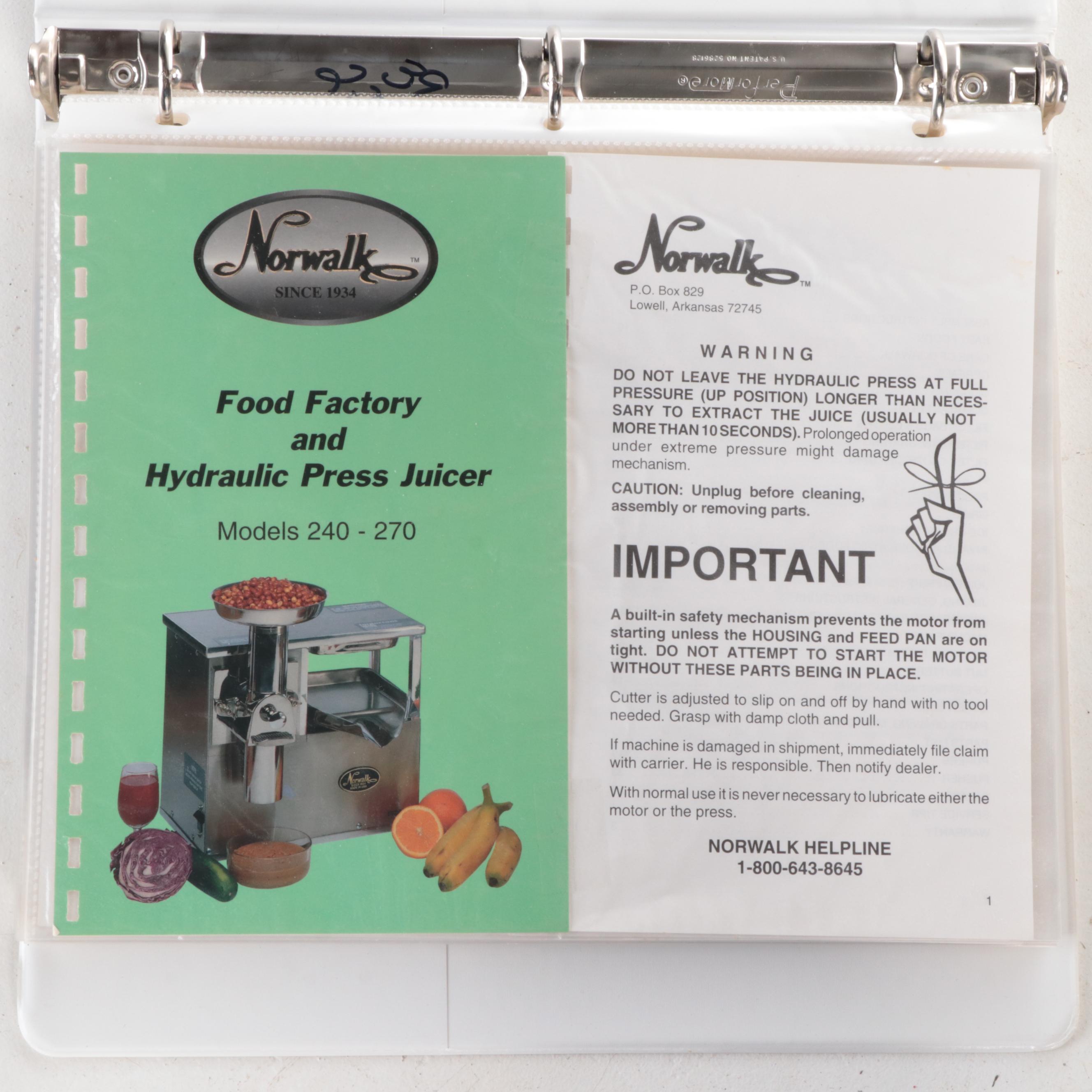 Norwalk Food Factory and Hydraulic Press Juicer Model 270